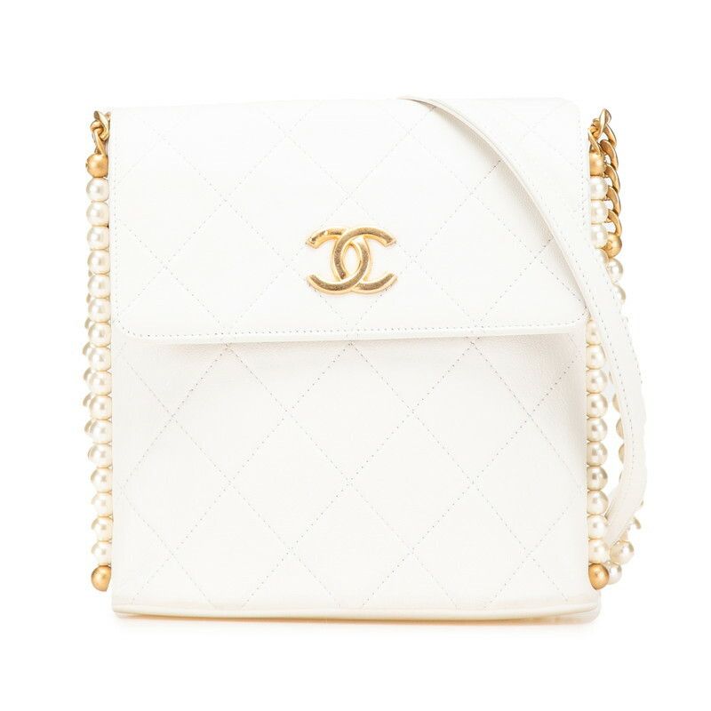 Chanel Chanel Coco Mark Matelasse Leather Shoulder Bag Leather Shoulder Bag in White, Women's