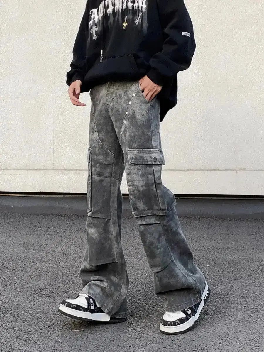 Japanese Brand Retro camouflage pleated micro horn pocket jeans Size US 32 / EU 48 - 1 Thumbnail