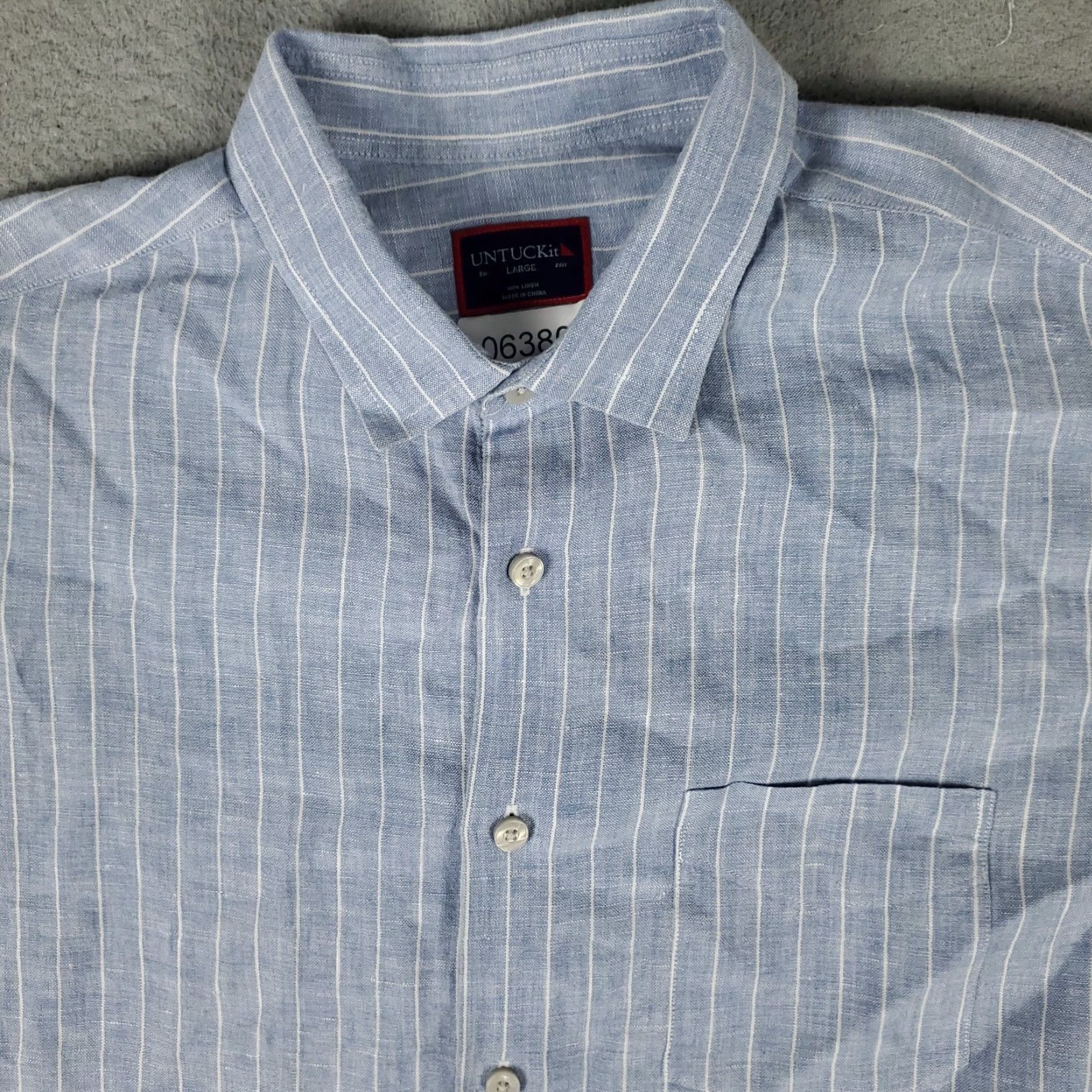 UNTUCKit UNTUCKit Shirt Mens Large Blue Striped Linen Button-Up Long Sleeve Casual Business Formal Wear - Mens L Blue Linen Button-Up Shirt Size US L / EU 52-54 / 3 - 2 Thumbnail