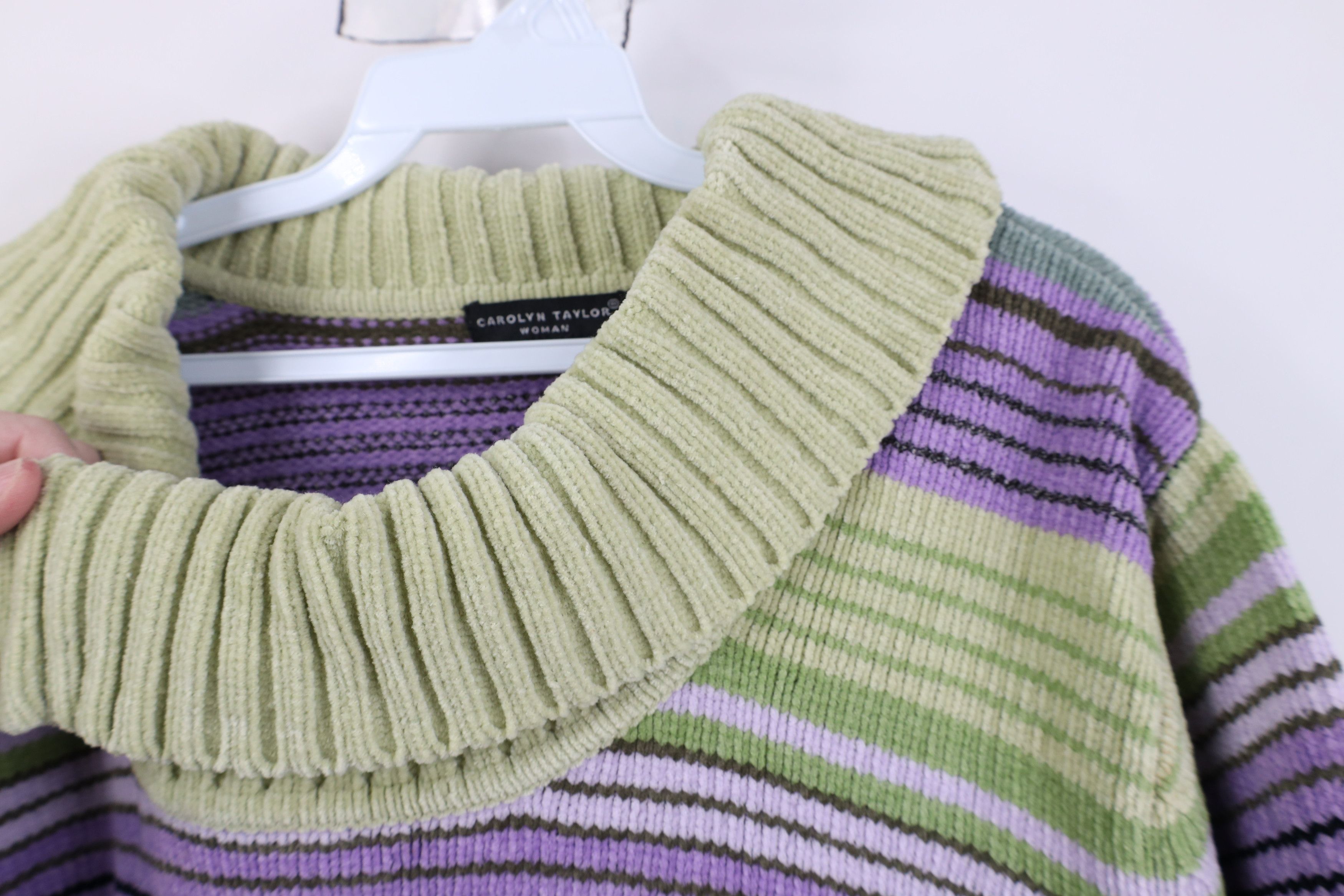 Vintage Vintage 90s Y2K Streetwear Striped Turtleneck Fleece Sweater Size XXL / US 16-18 / IT 52-54 - 5 Thumbnail
