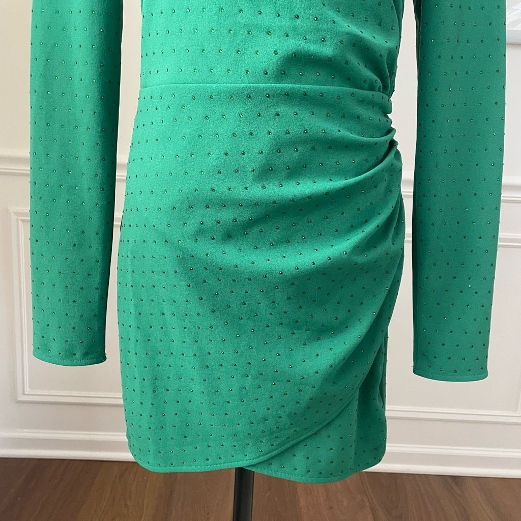 NBD Simone High Neck Cut Out Dress Green M