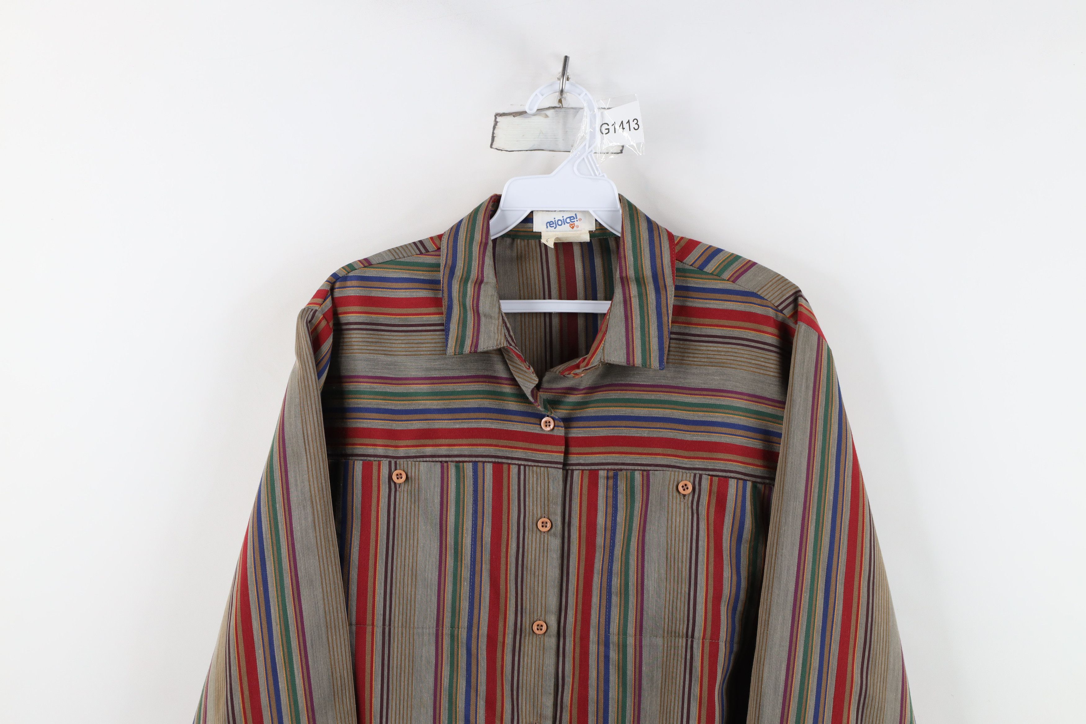 Vintage Vintage 70s Streetwear Striped Collared Button Shirt USA Size XS / US 0-2 / IT 36-38 - 2 Thumbnail