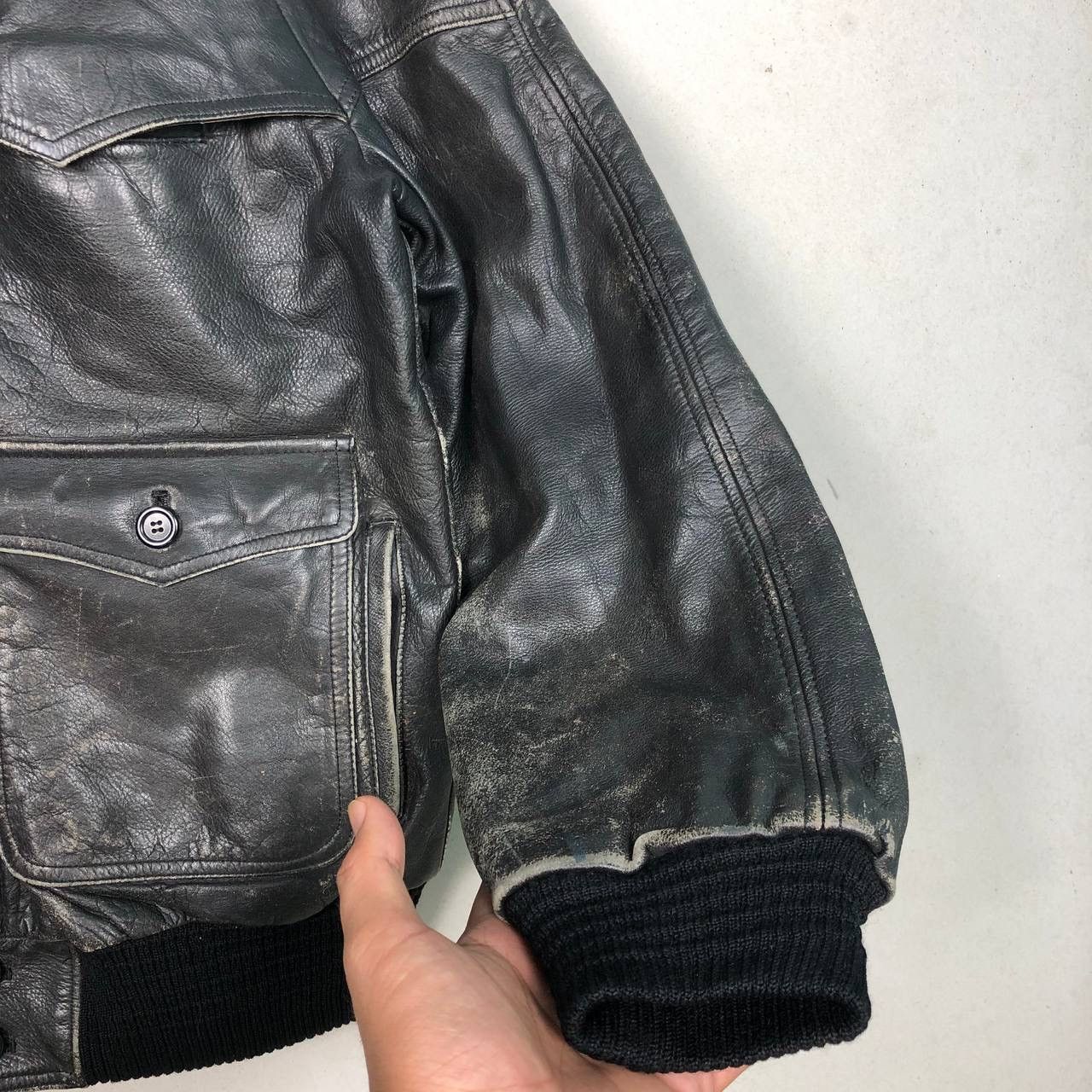 Japanese Brand Vintage Leather IS-674-MS Flight Jacket Black Size US M / EU 48-50 / 2 - 7 Thumbnail