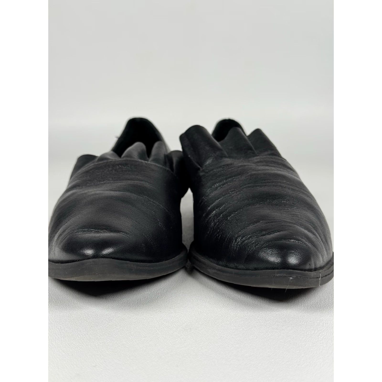 Vintage Bueno Burcu Black Leather Pointed-Toe Slip On Flats EU 36 US 5.5 Women's Shoes Size US 6 / IT 36 - 3 Thumbnail