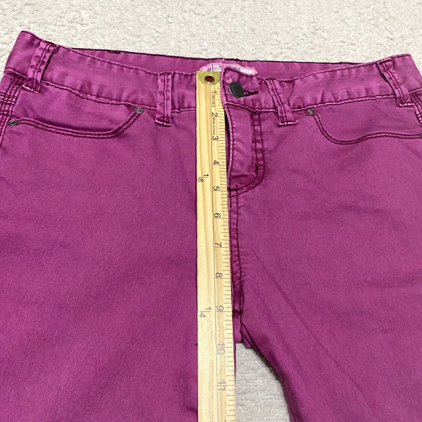 Free People Free People Womens Jeans 29 Pink Denim Slim Straight Mid Rise Dark Wash Size 24" / US 00 / IT 34 - 4 Thumbnail