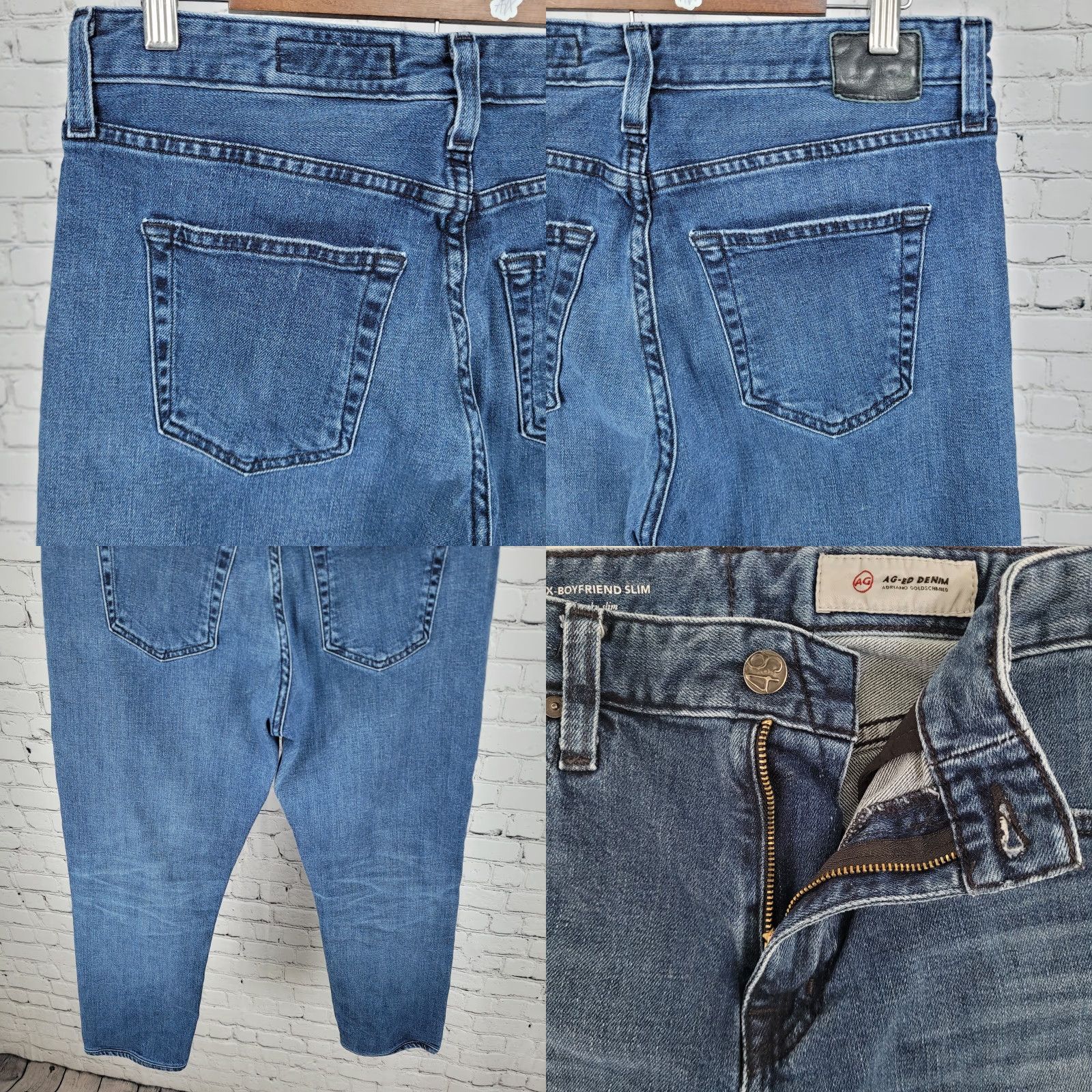 Denime VINTAGE Adriano Goldschmied Blue Denim Ex Boyfriend Slouchy Slim Jeans 29 Regular Blue 90s Womens Jeans AG Adriano Goldschmied Size 29" - 9 Thumbnail