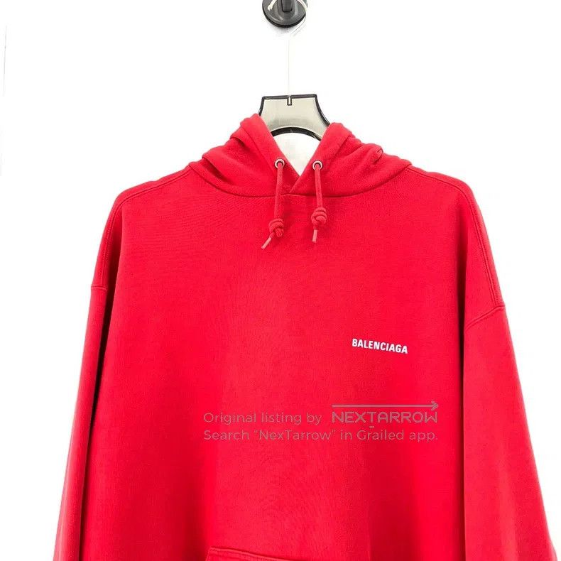 Balenciaga Balenciaga Red Hooded Sweatshirt Size US L / EU 52-54 / 3 - 2 Thumbnail