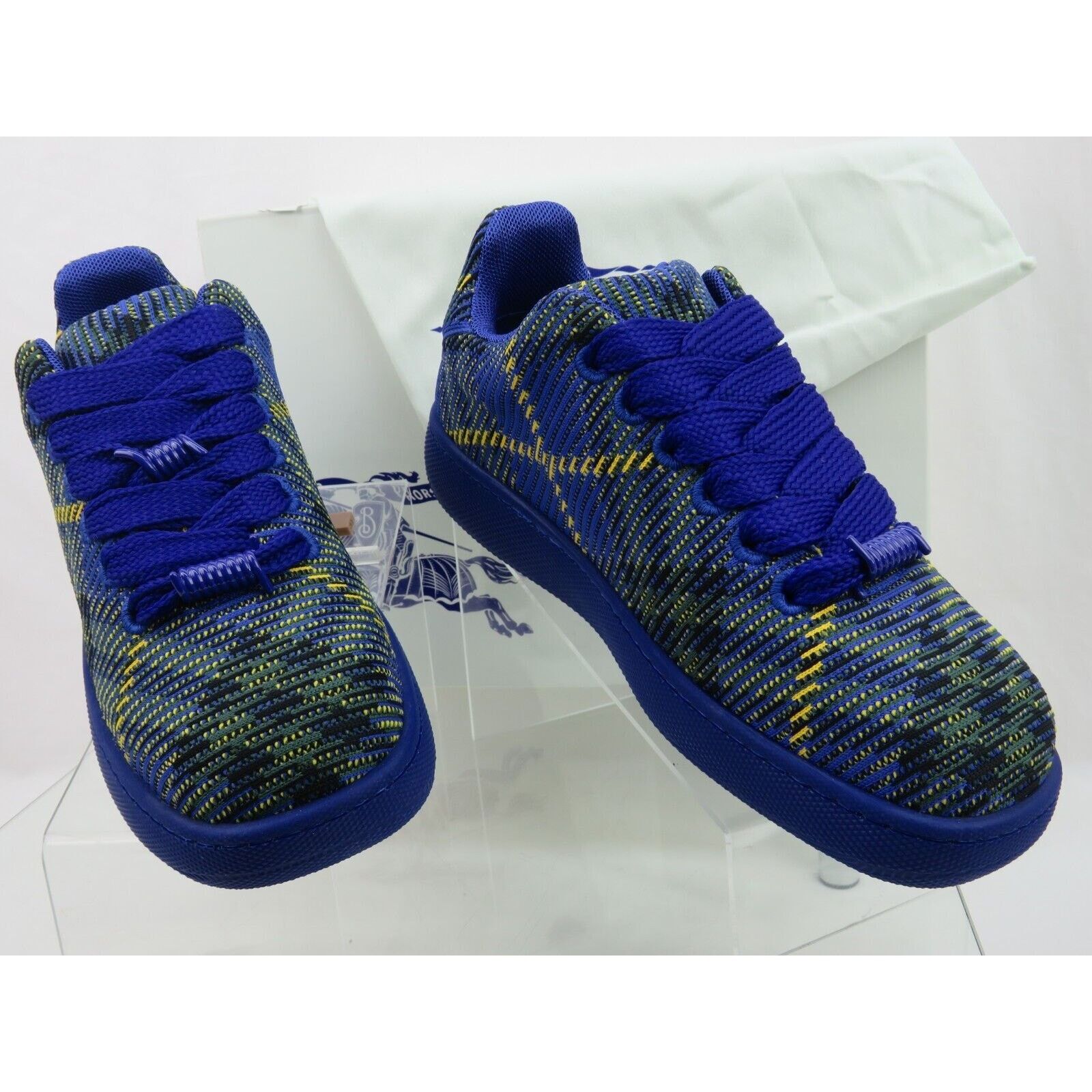 Burberry BURBERRY BOX NAVY BLUE CHECK CANVAS LOGO SNEAKERS 9 US 42 Size US 9 / EU 42 - 9 Thumbnail