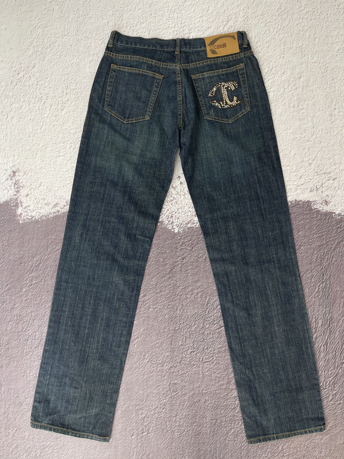 Just Cavalli Roberto Just Cavalli Crystals rhinestones logo denim jeans Size US 32 / EU 48 - 11 Thumbnail