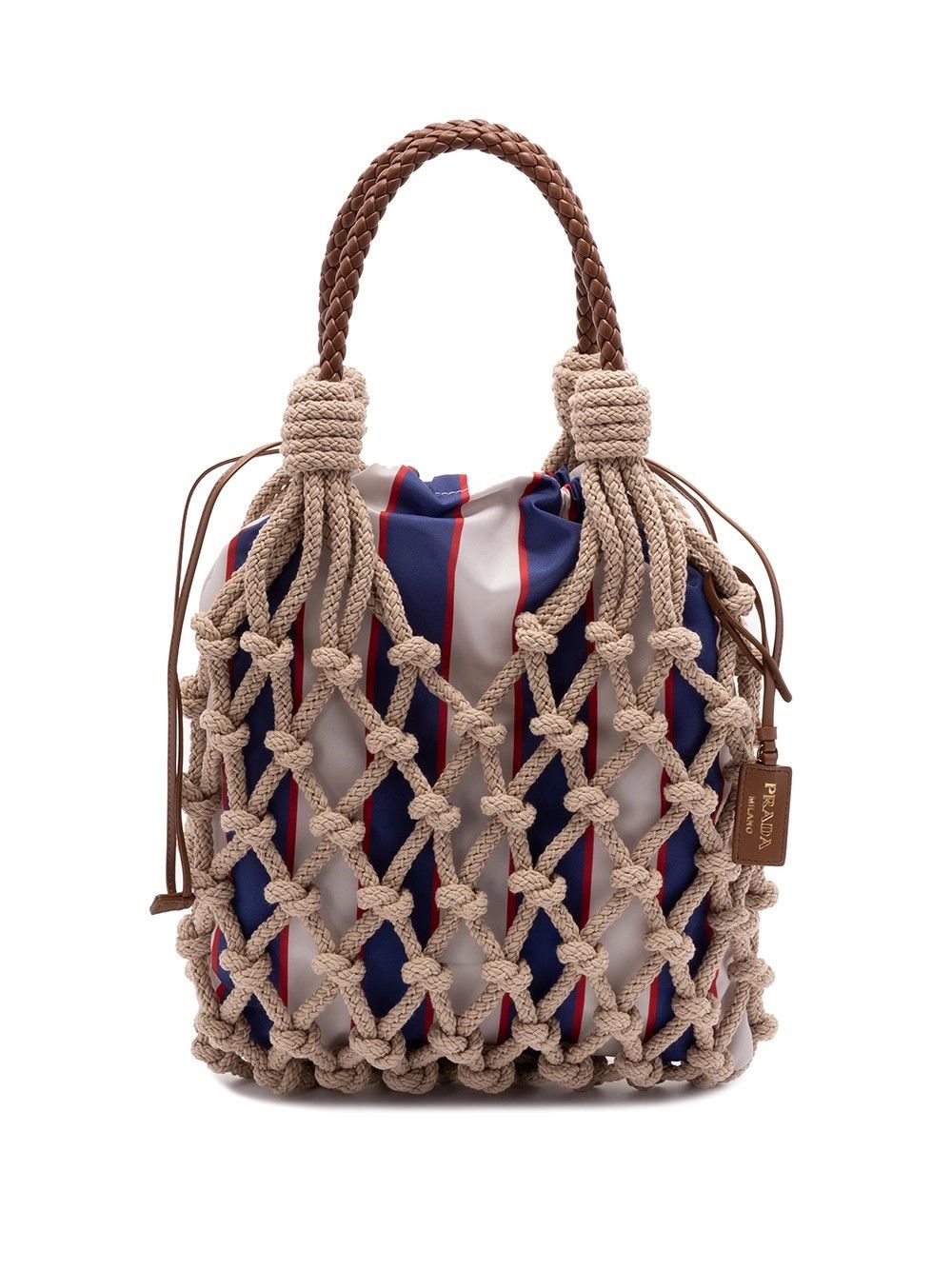 Prada ``Prada Noué` Cotton and Leather Handbag Size ONE SIZE - 1 Thumbnail