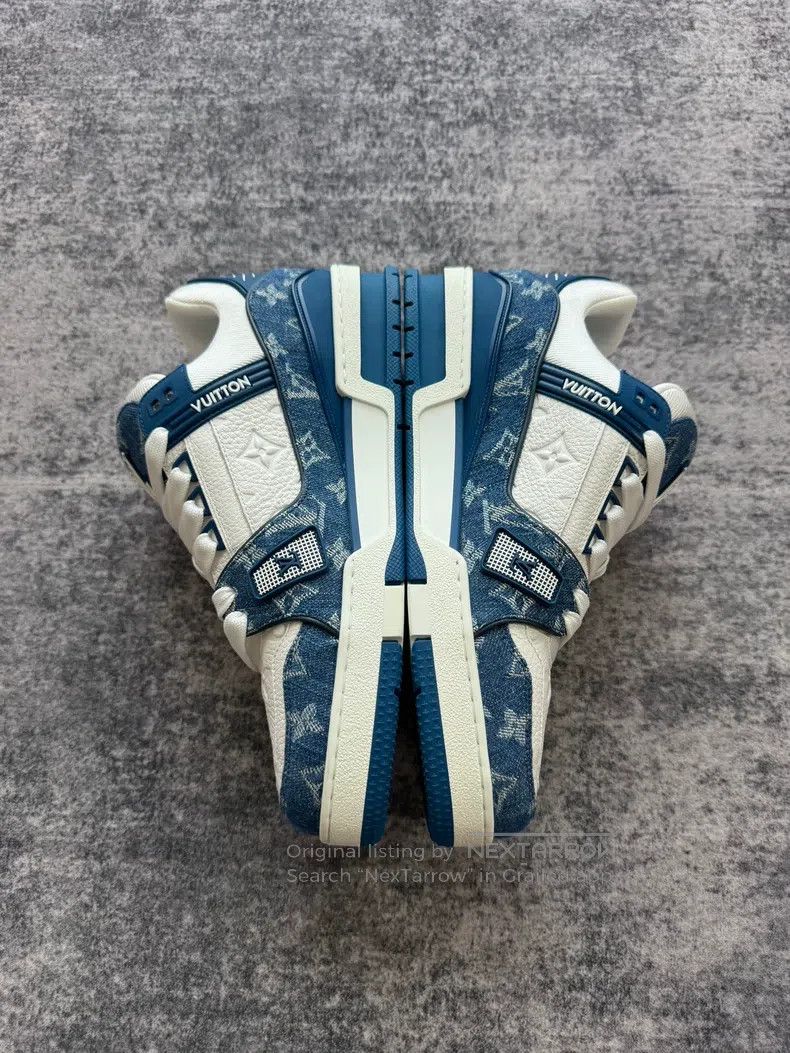 Louis Vuitton Louis Vuitton New Blue and White Denim Embossed shoes Size US 8 / EU 41 - 5 Thumbnail