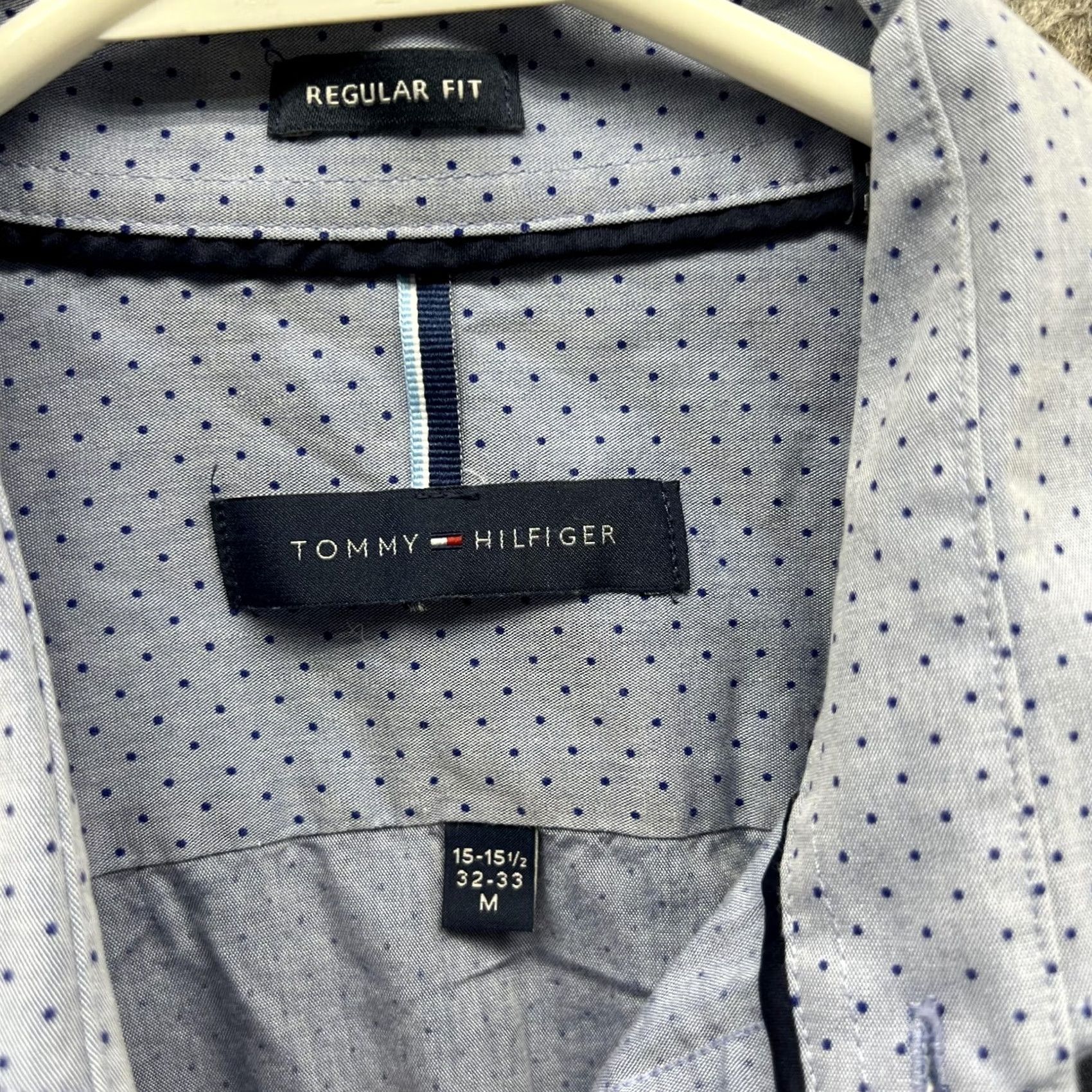 Tommy Hilfiger Tommy Hilfiger Shirt Men Medium Blue Casual Button Down Preppy Dots Pattern Polka Dot Button-Up Regular Fit Long Sleeve Collar Knit Cotton Size US M / EU 48-50 / 2 - 6 Thumbnail
