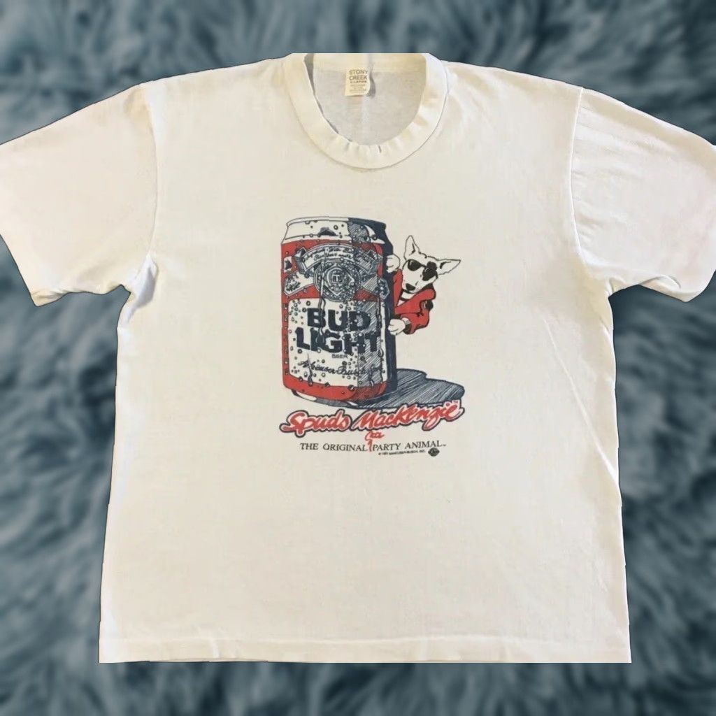Vintage VINTAGE Bud Light Spuds Mackenzie Party Dog Shirt M White 80s 90s Funny Grunge Beer Dog USA Mens Rock Retro Fans Size US M / EU 48-50 / 2 - 1 Thumbnail