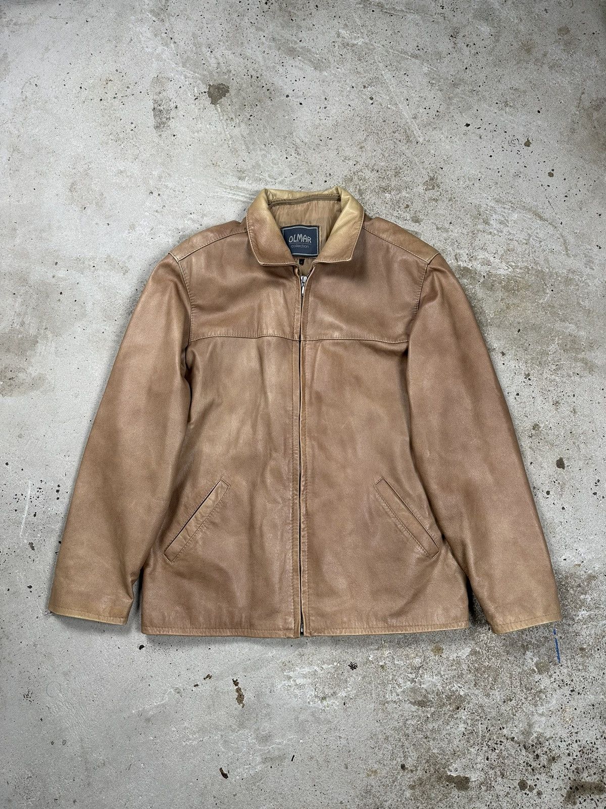 image of Archival Clothing x Leather Jacket Vintage Y2K Faded Tan Genuine Leather Jacket Archive in Tan Mix 