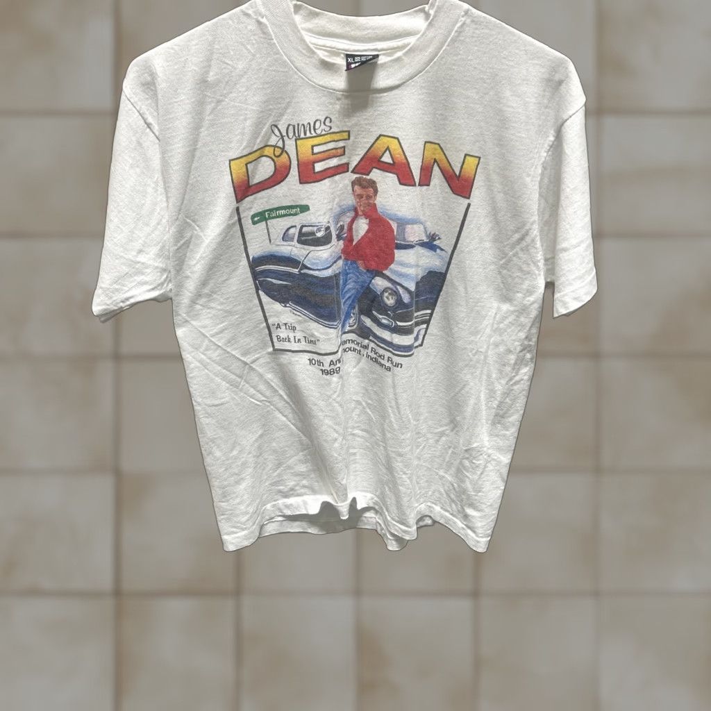 Vintage VINTAGE James Dean 80s Single Stitch T-Shirt XL White Men Crew Neck Short Sleeve Stars Cars Womens Mens Size US XL / EU 56 / 4 - 1 Thumbnail