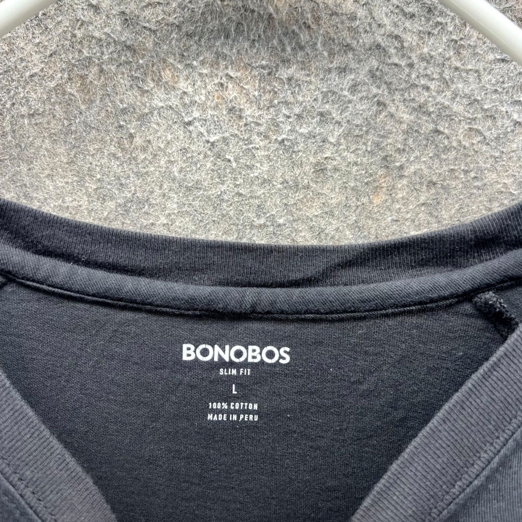 Bonobos Bonobos Shirt Mens Large Black Long Sleeve Slim Fit Cotton Crewneck Fleece Shirt Size US L / EU 52-54 / 3 - 7 Thumbnail
