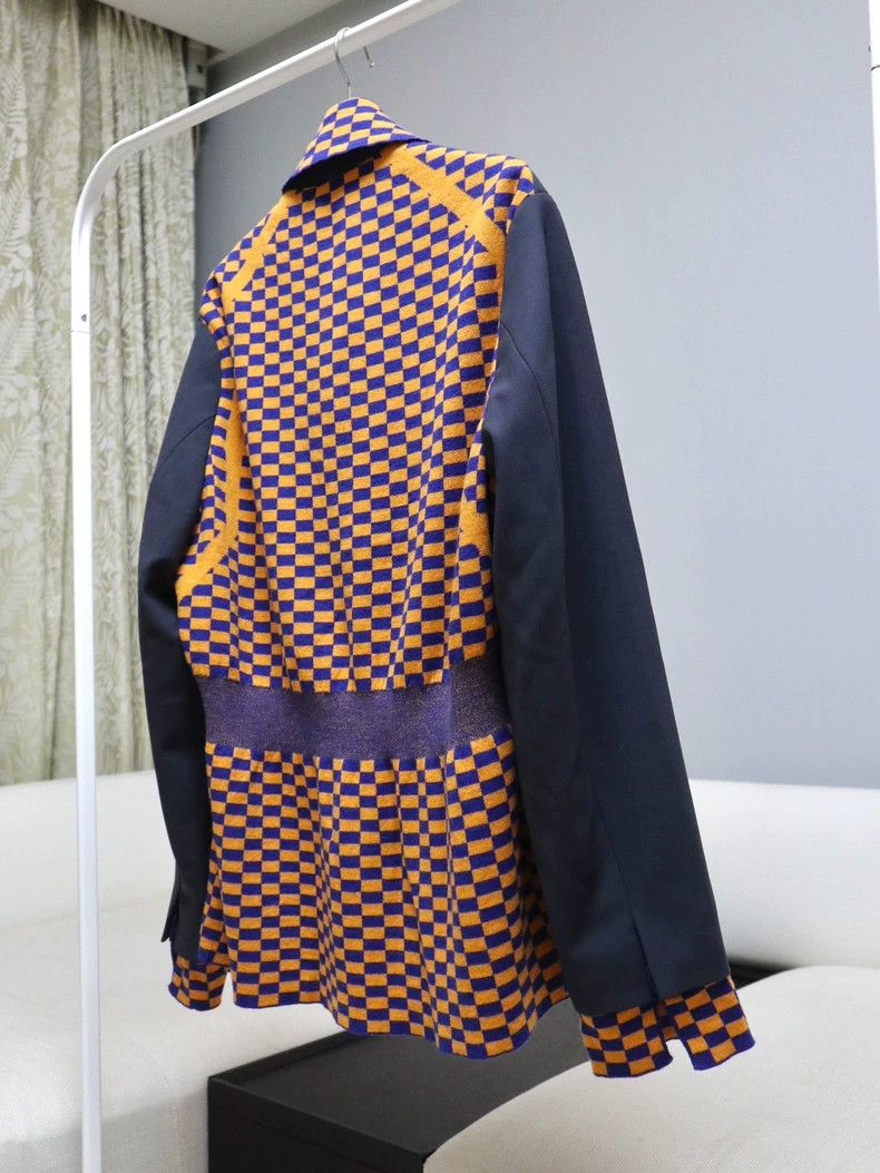 Kiko Kostadinov Kiko Kostadinov23AW Showpiece Grey and White Checkered Blaz Size US M / EU 48-50 / 2 - 2 Thumbnail