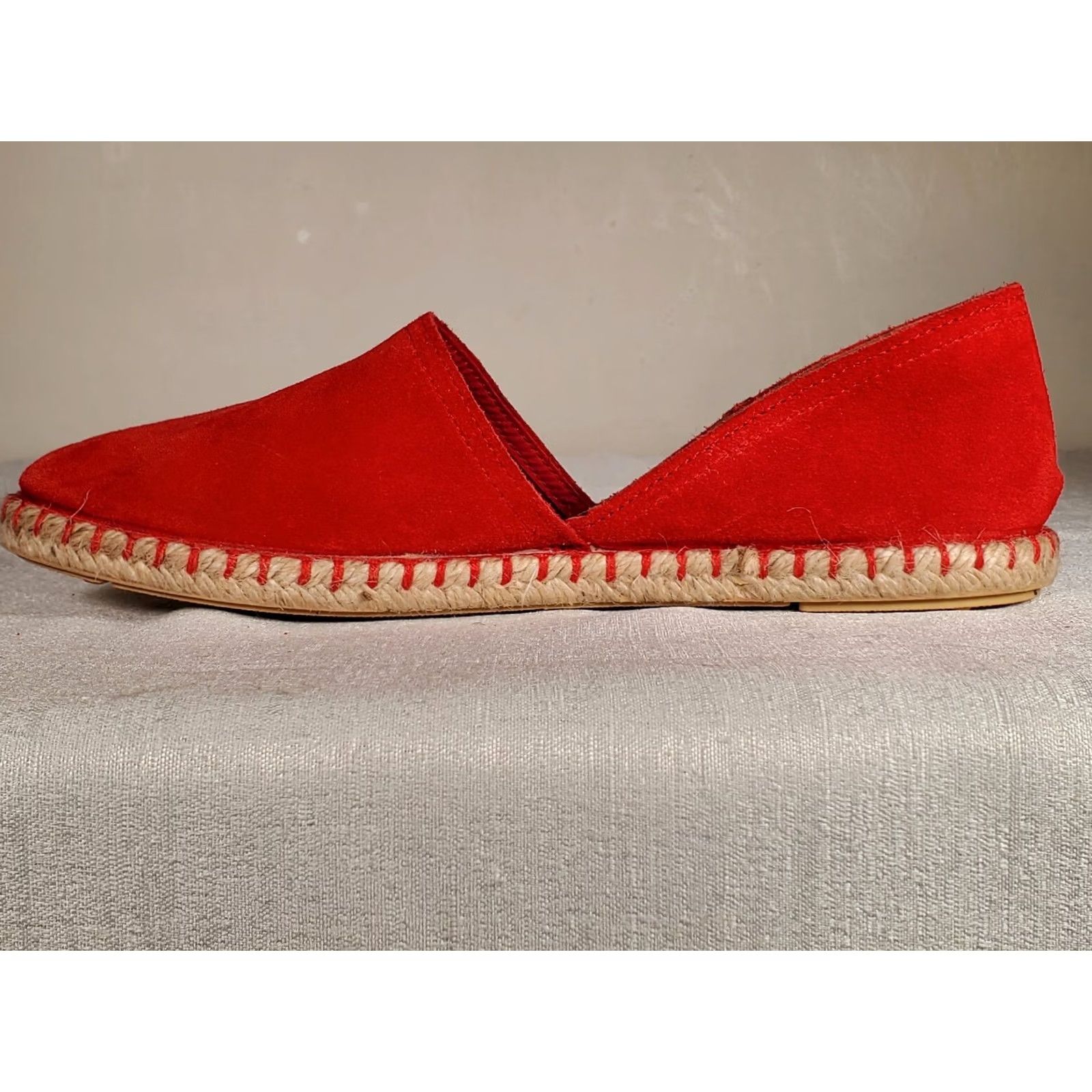 Vintage Verbenas Carmen Espadrilles Flat Women US 10.5 EU 41 Suede Leather Fire Red Slip On Jute Rubber Breathable Lightweight Size US 11 / IT 41 - 3 Thumbnail