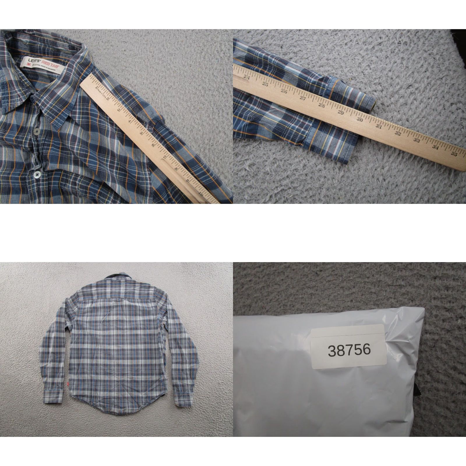 Levi's VINTAGE Levi's Button-Up Shirt Western Plaid Long Sleeve M Mens Blue Cotton Size US M / EU 48-50 / 2 - 8 Thumbnail