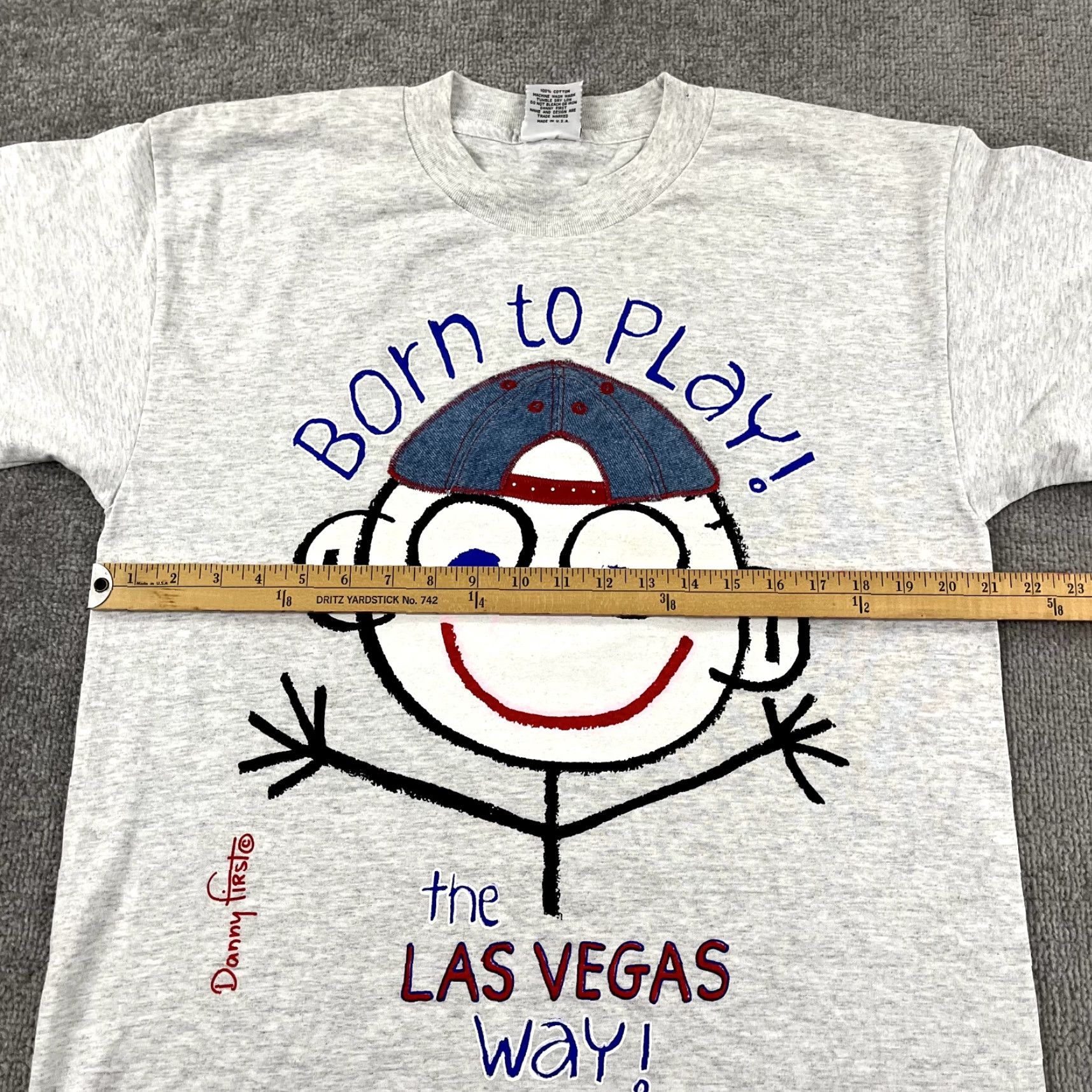 Born VINTAGE Danny First Graphic Shirt Mens Large Gray "Born to Play" Las Vegas Casino 90s Cartoon Size US L / EU 52-54 / 3 - 4 Thumbnail