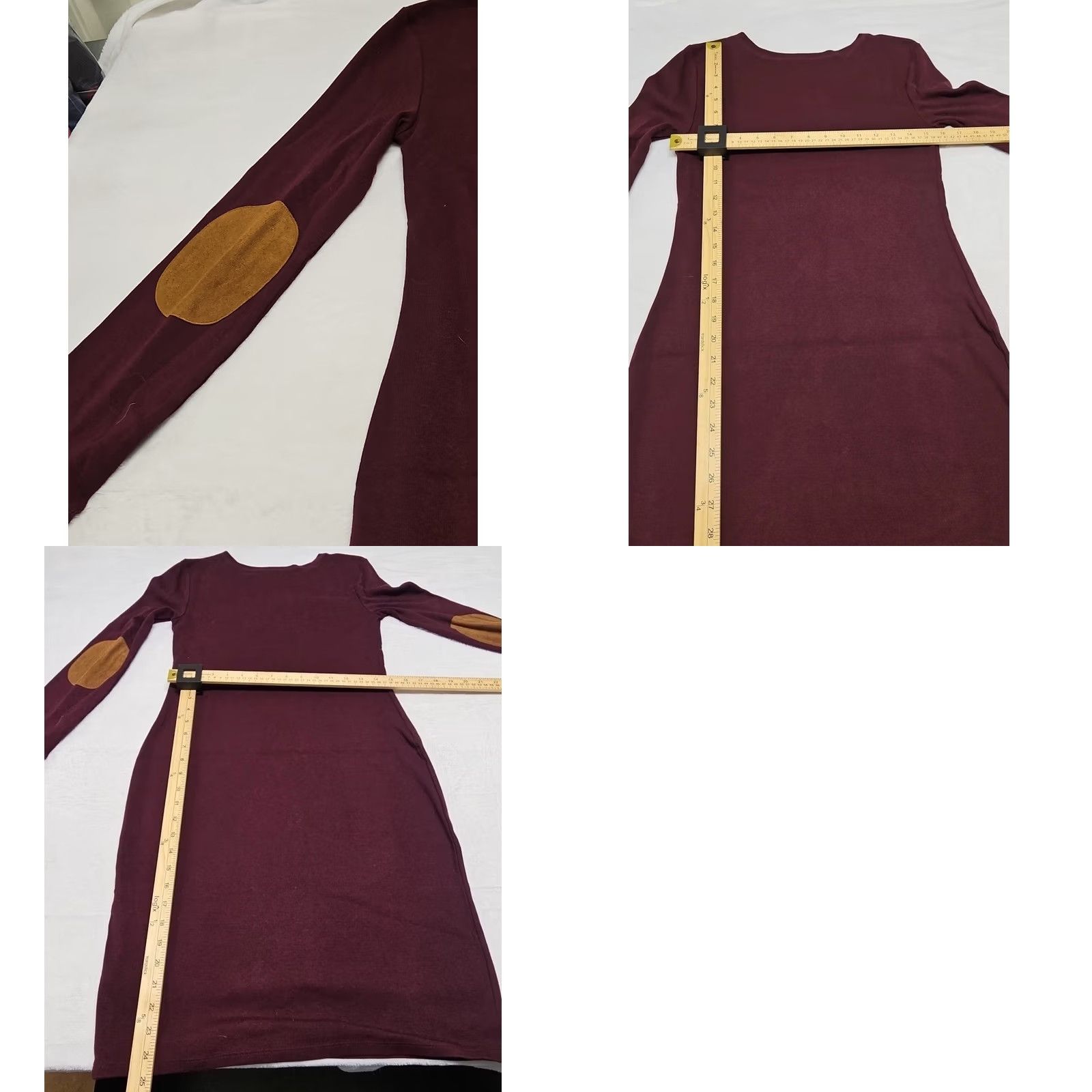 Ralph Lauren VINTAGE Lauren Ralph Lauren Knit Sweater A Line Dress Elbow Patches Women Sz M Burgundy Raglan Sleeve Long Sleeve Crew Neck Pullover Zipper 90s Size M / US 6-8 / IT 42-44 - 9 Thumbnail