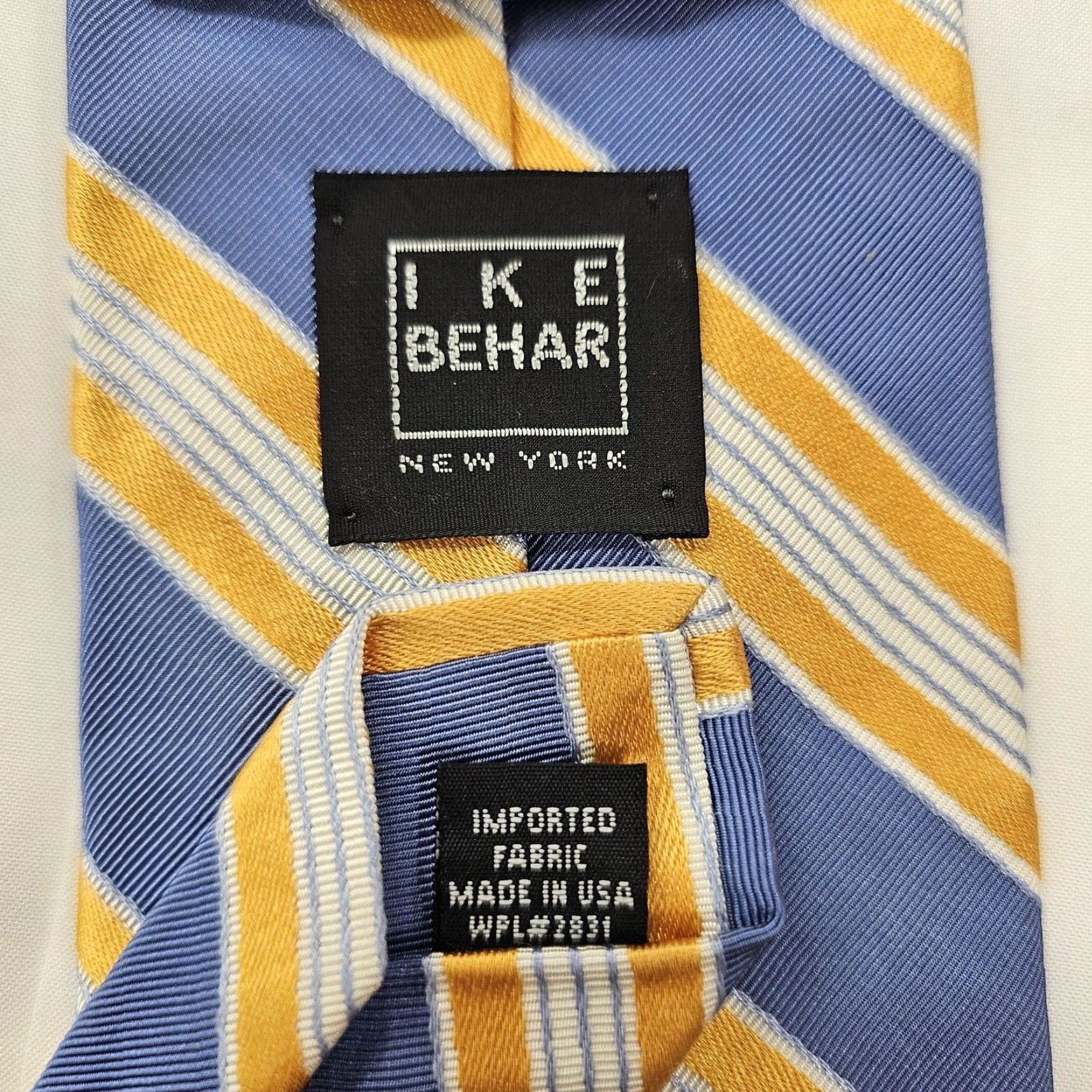 Ike Behar IKE Behar Repp Necktie Men's Blue Gold Strip Tie 59" X 3.5" Designer Stylish Size ONE SIZE - 2 Thumbnail