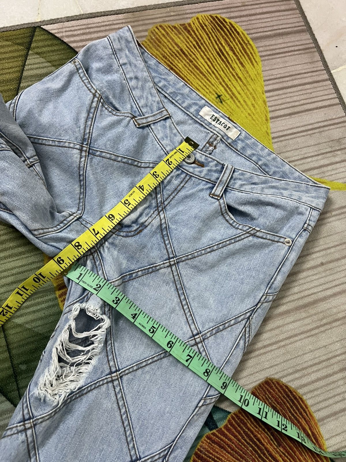 Japanese Brand 💥Flare💥Estacot Faded Distress Jean Like Tornado Mart Size US 28 / EU 44 - 5 Thumbnail