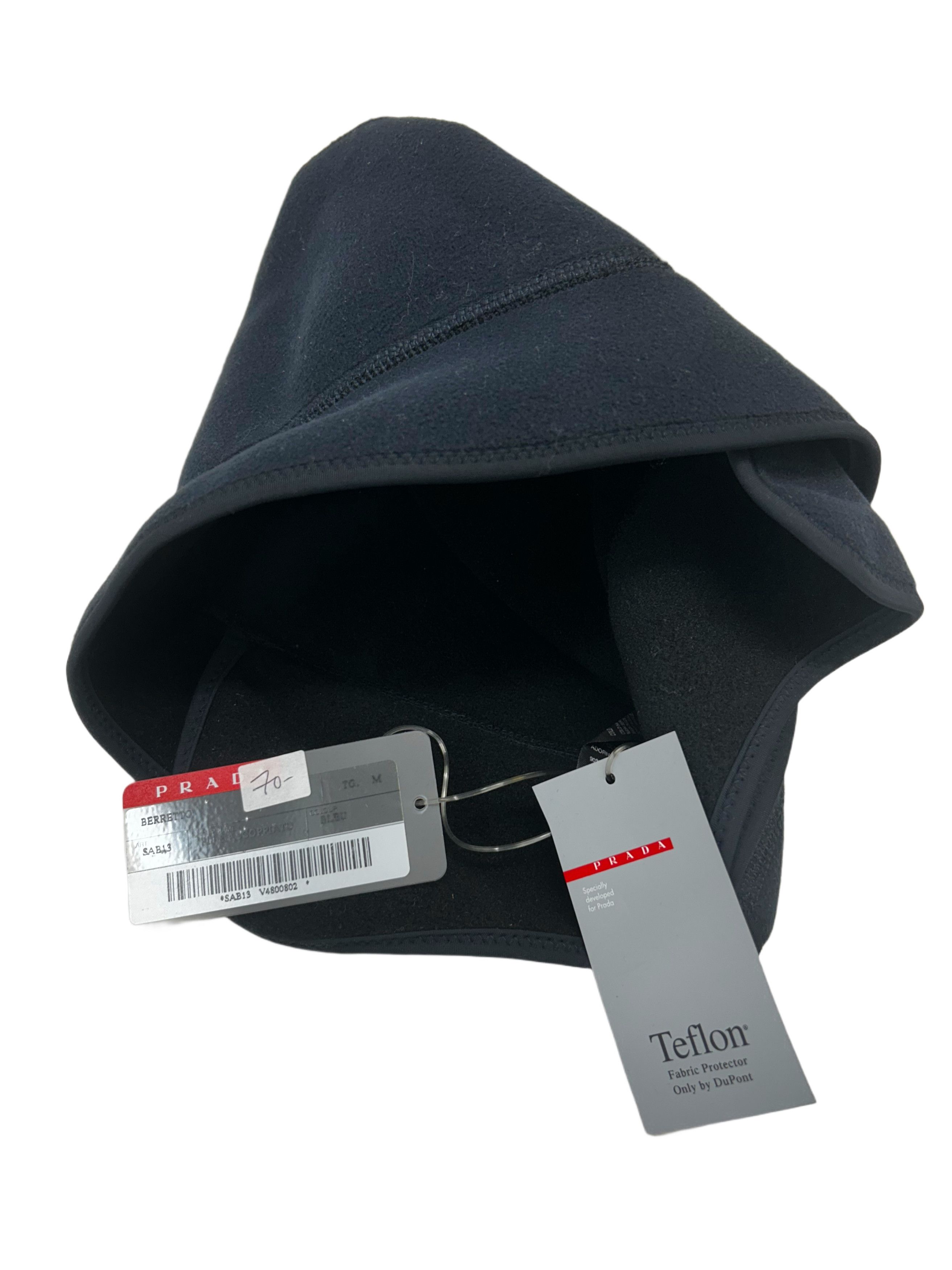 Prada Prada Linea Rossa Blue Fleece Winter Cap With PLR Red Logo Size 32 - 5 Thumbnail