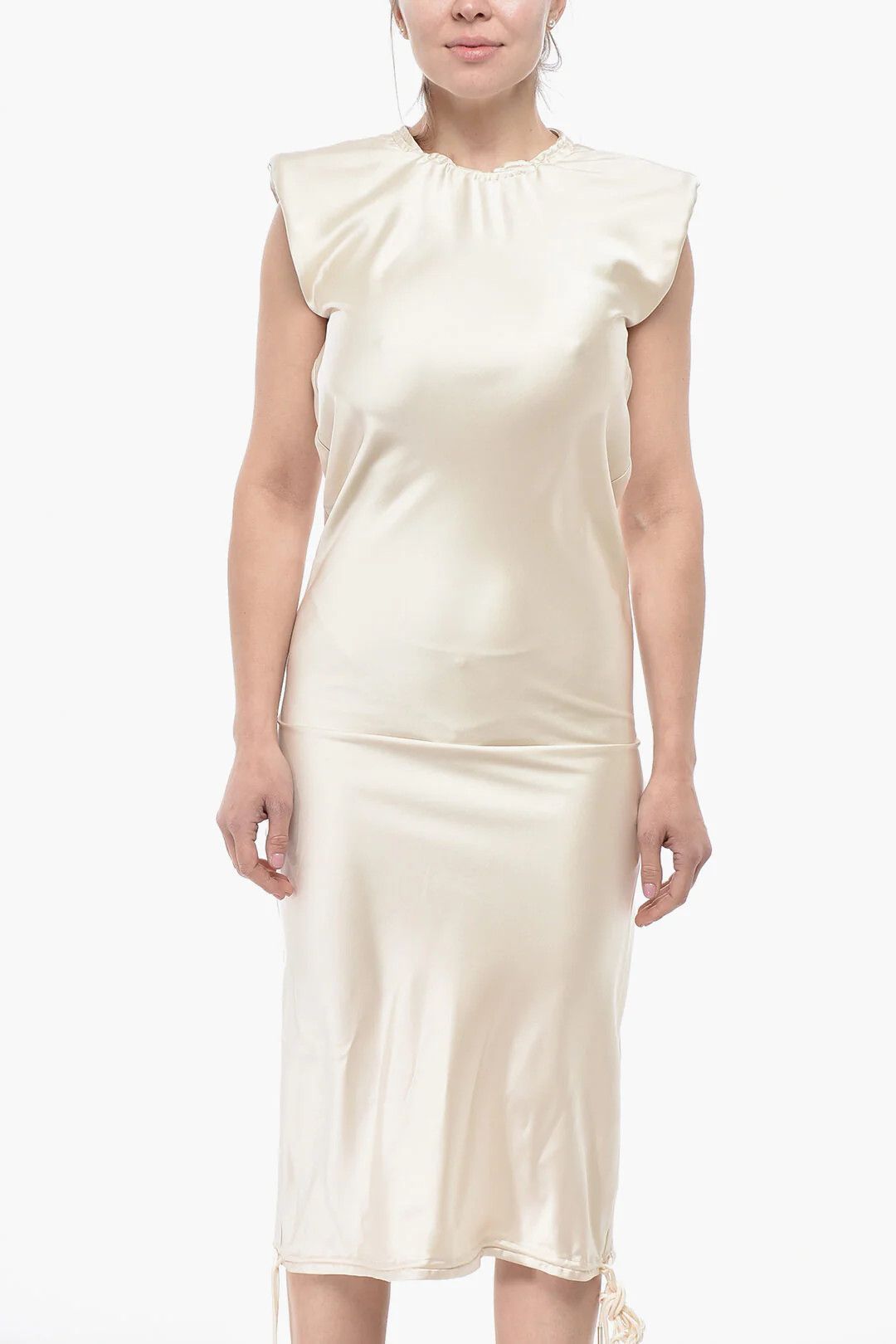 The Attico og1mm0426 Satin Maxi Dress in White Size S / US 4 / IT 40 - 4 Thumbnail
