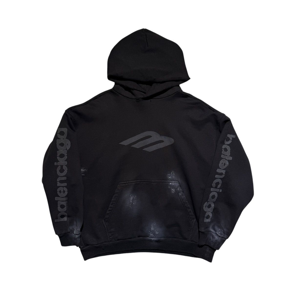 3B logo distressed hoodie