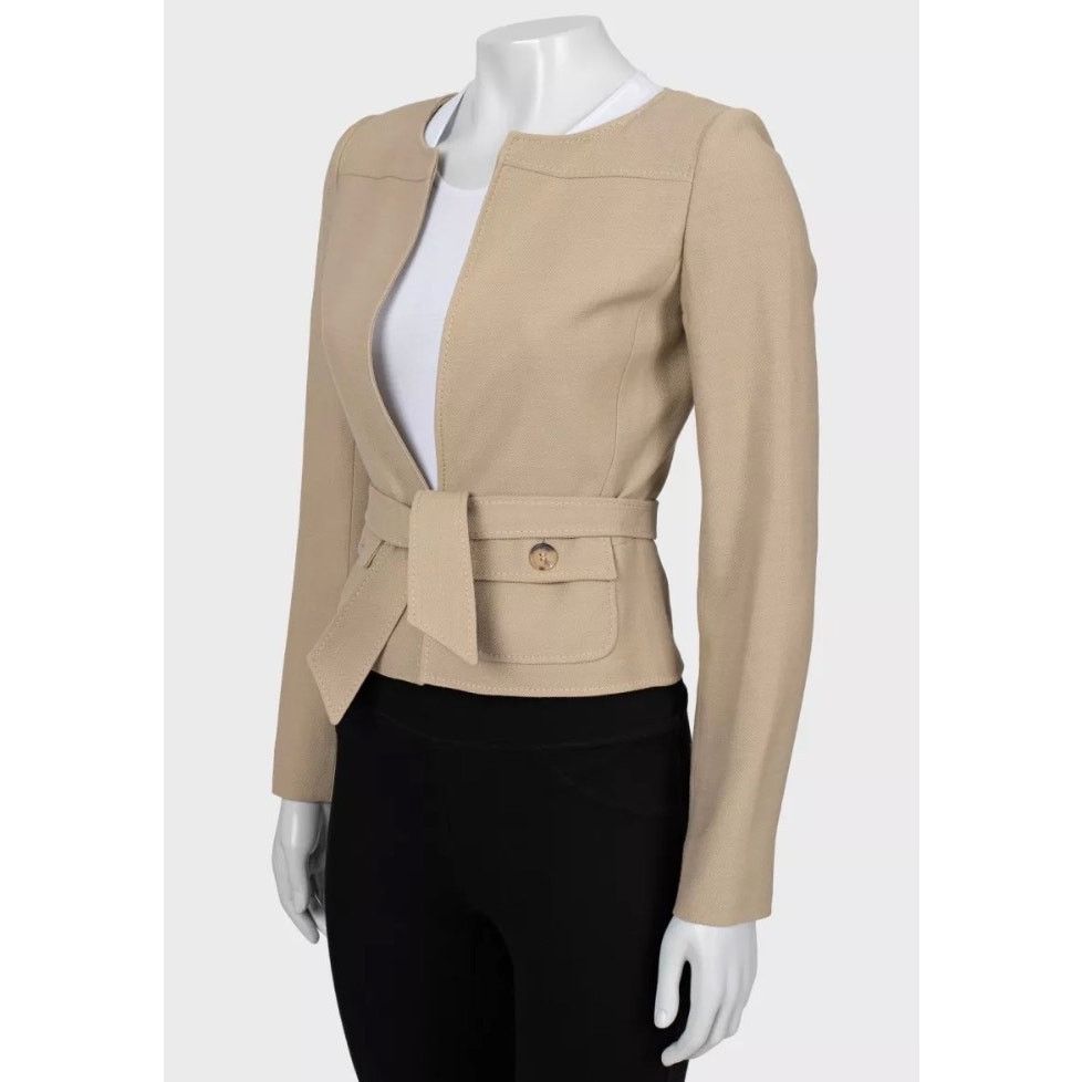 Valentino Valentino Beige Belted Jacket - Size US 4/S Size S / US 4 / IT 40 - 2 Thumbnail