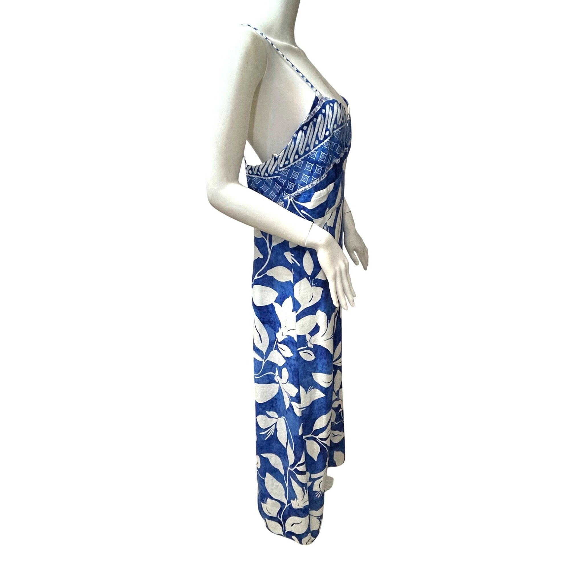 Zara Zara Women’s Sundress L Sleeveless Blue White Floral Geomet Size L / US 10 / IT 46 - 4 Thumbnail