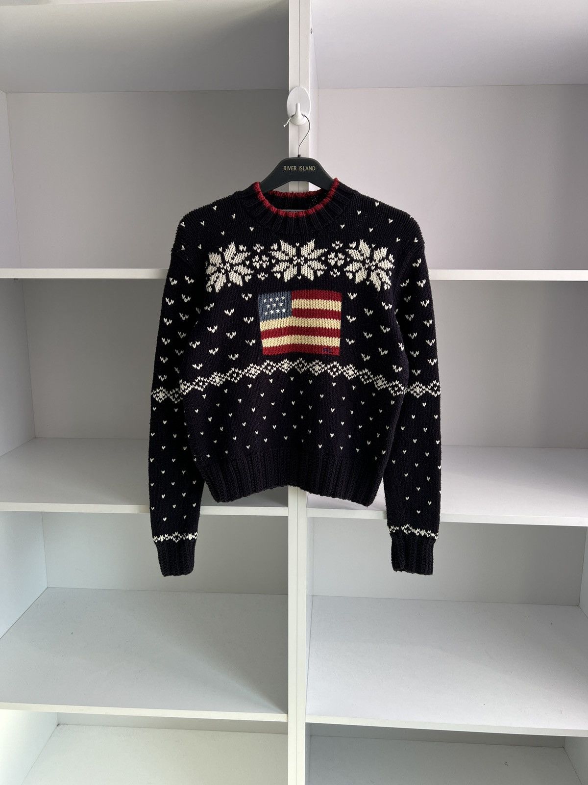 Polo Ralph Lauren × Ralph Lauren Sport × Vintage Vintage Polo Sport Sweater Women’s Navy American Flag Size M / US 6-8 / IT 42-44 - 1 Thumbnail