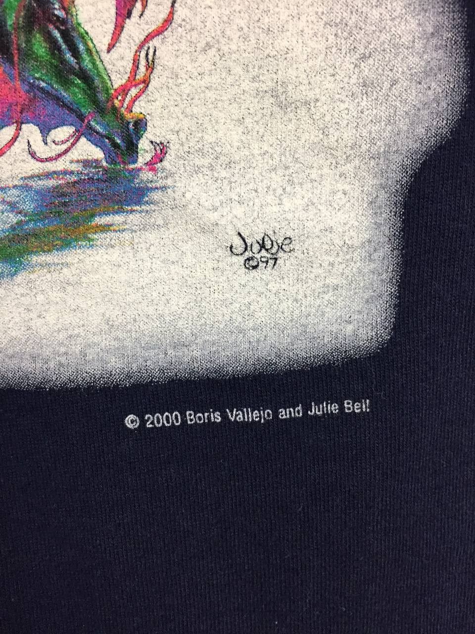 Fruit Of The Loom × Vintage Vtg 00s Boris Vallejo Julie Bell Dragon Waterfall Art Tee Size US XL / EU 56 / 4 - 5 Thumbnail