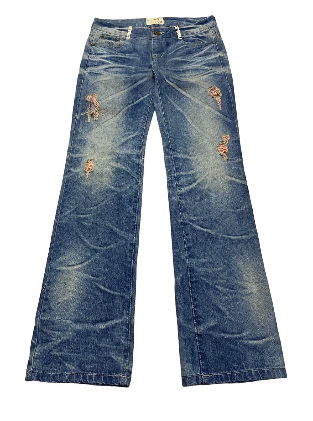 Very Rare Vintage Japanese Brand Antiqua Ripped Jeans 2000s