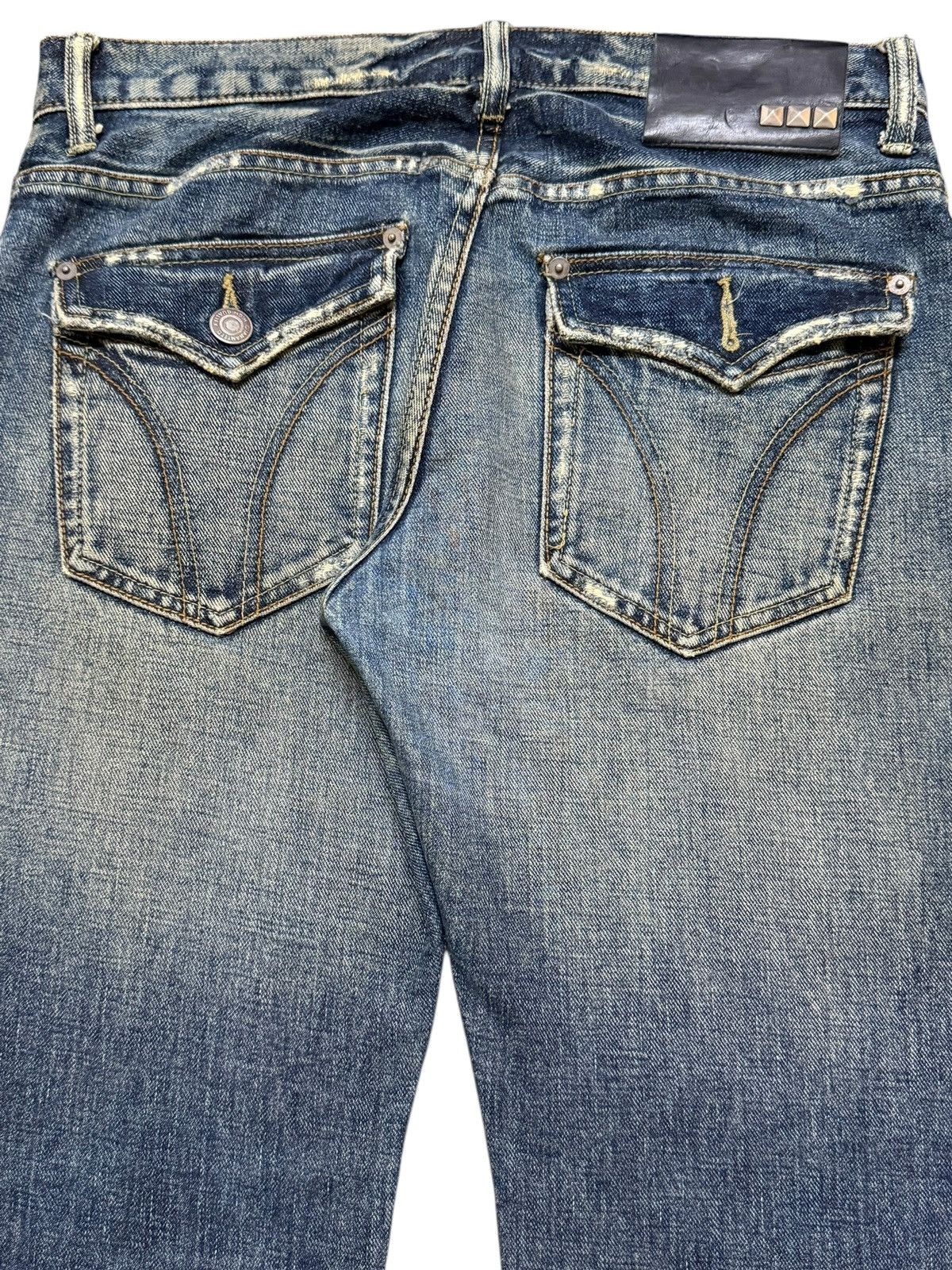 Hysteric Glamour Vintage Japanese Brand Faded Wash Whisker Wide Leg Bootcut Size US 32 / EU 48 - 6 Thumbnail