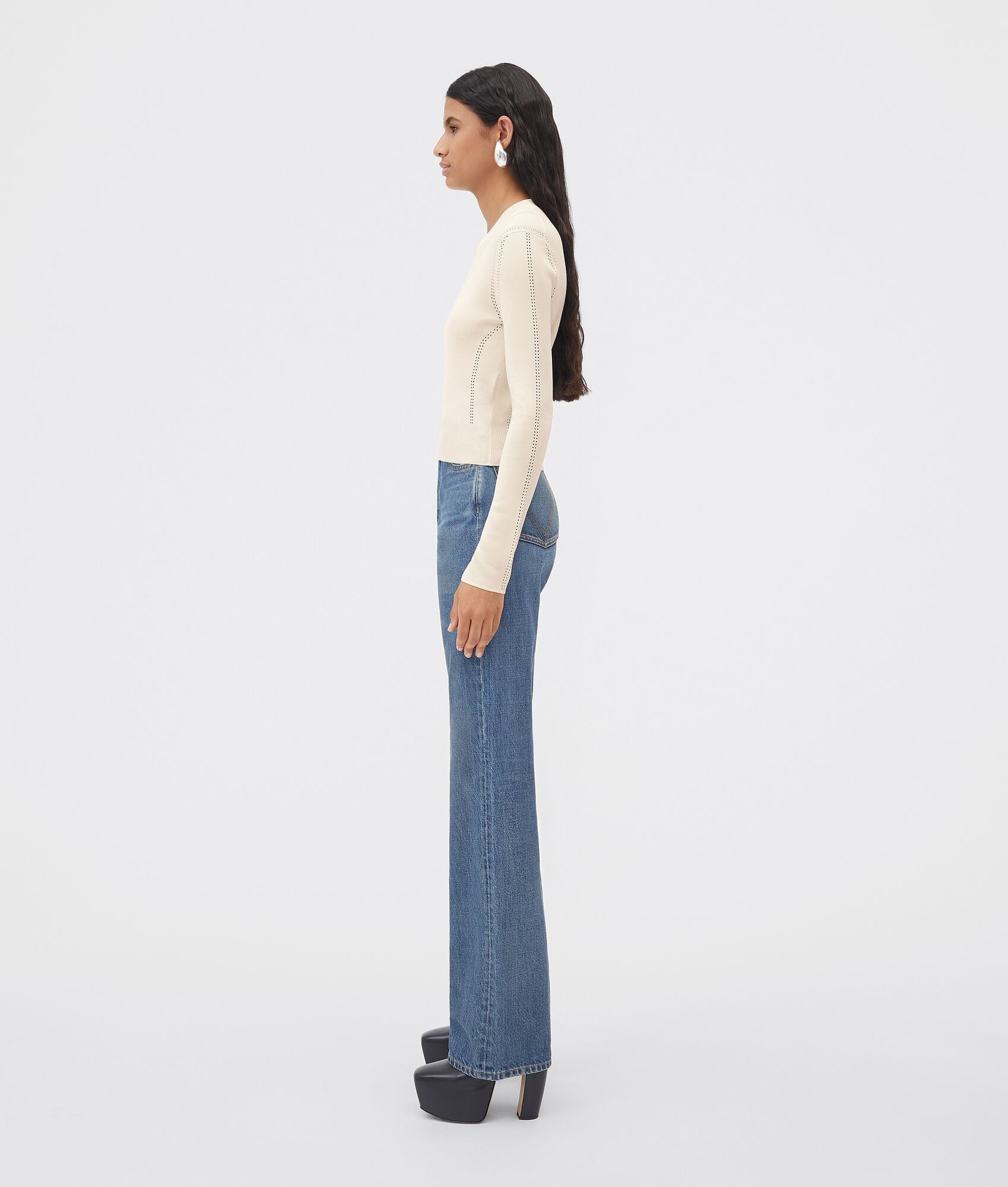 Bottega Veneta o1w1db10825 Silk Jumper in Chalk Size XL / US 12-14 / IT 48-50 - 2 Thumbnail
