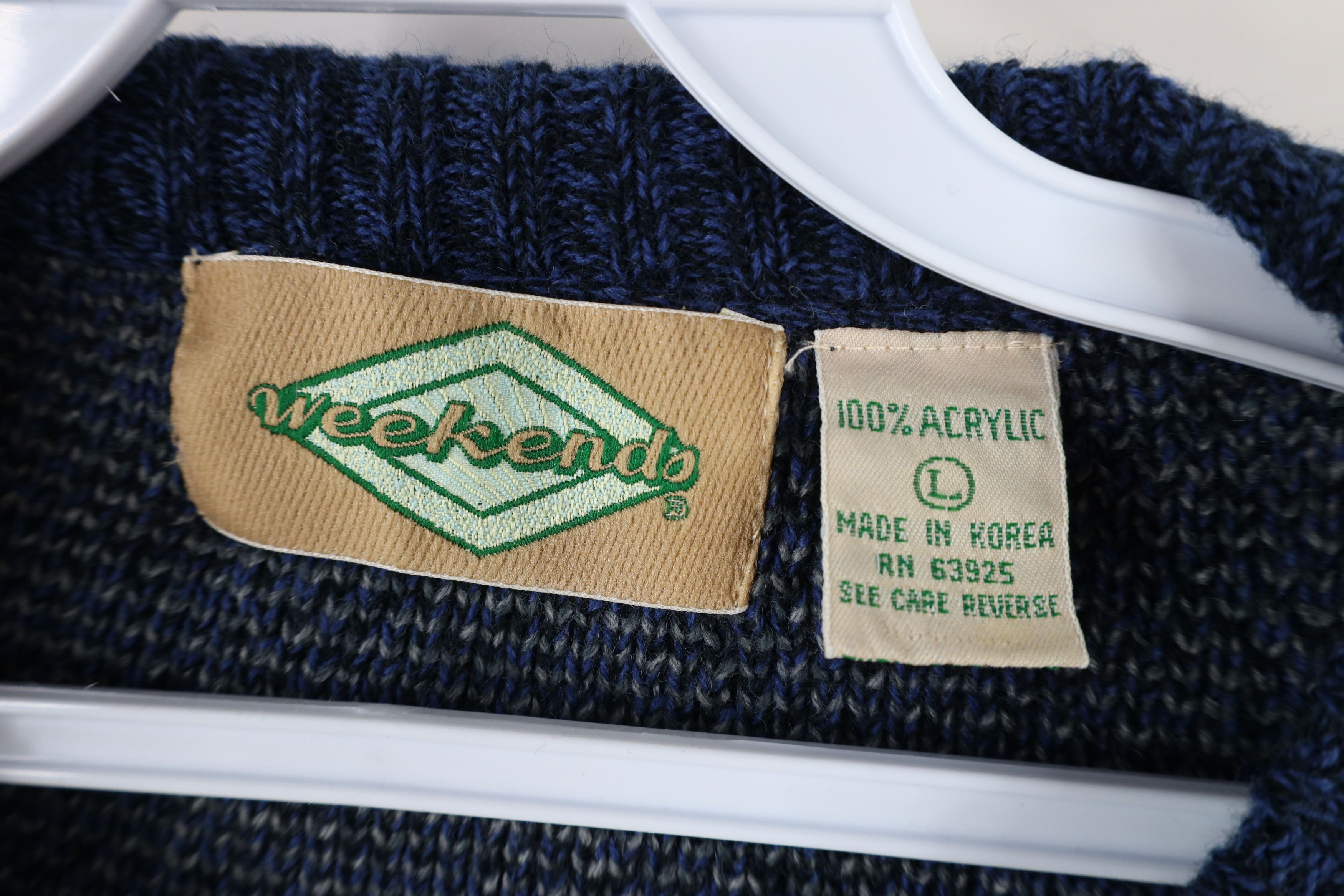 Vintage Vintage 90s Streetwear Block Ribbed Knit Crewneck Sweater Size US L / EU 52-54 / 3 - 4 Thumbnail