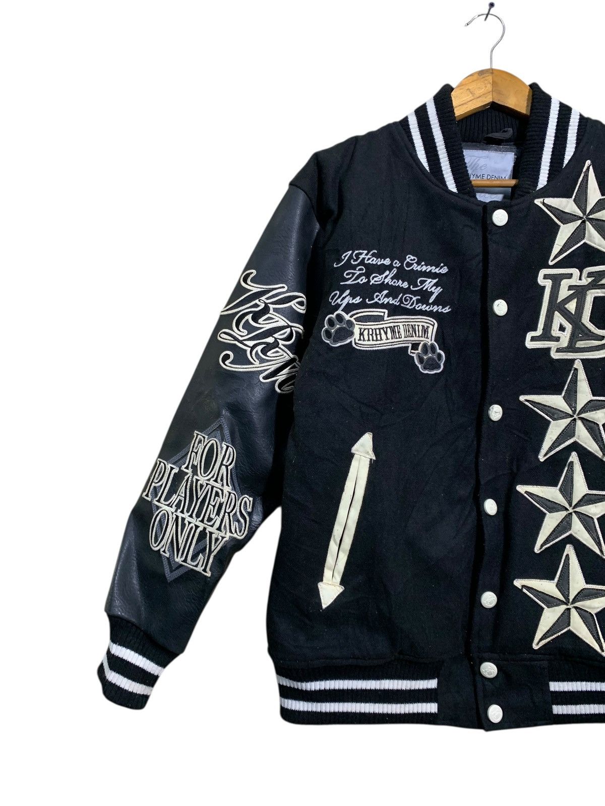 Japanese Brand 🔥KHRYME DENIM VARSITY JACKETS BLACK Size US M / EU 48-50 / 2 - 2 Thumbnail
