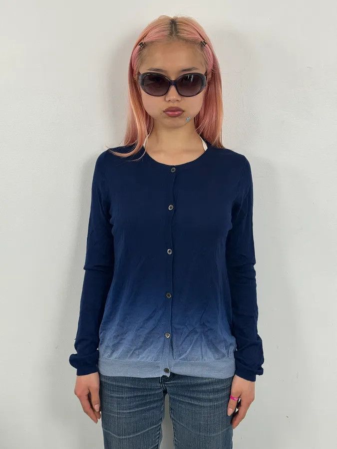 Prada SS2009 Prada Navy Gradiant Wool Cardigan Size S / US 4 / IT 40 - 2 Thumbnail