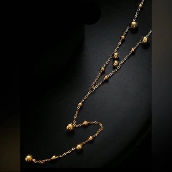 Other Gold Plated Stainless Steel Beaded Lariat Necklace Size ONE SIZE - 2 Thumbnail