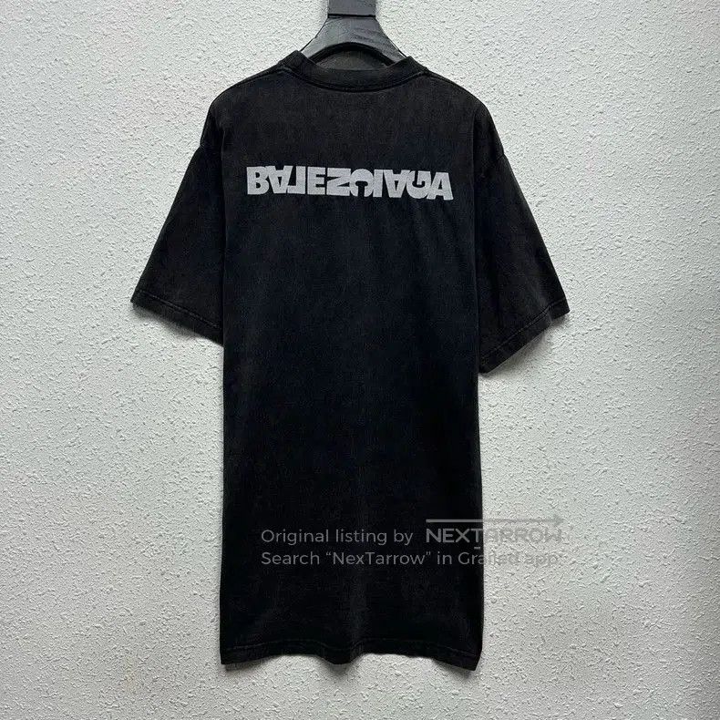 Balenciaga Balenciaga Washed Black Inverted Logo Tee. Size US M / EU 48-50 / 2 - 2 Thumbnail