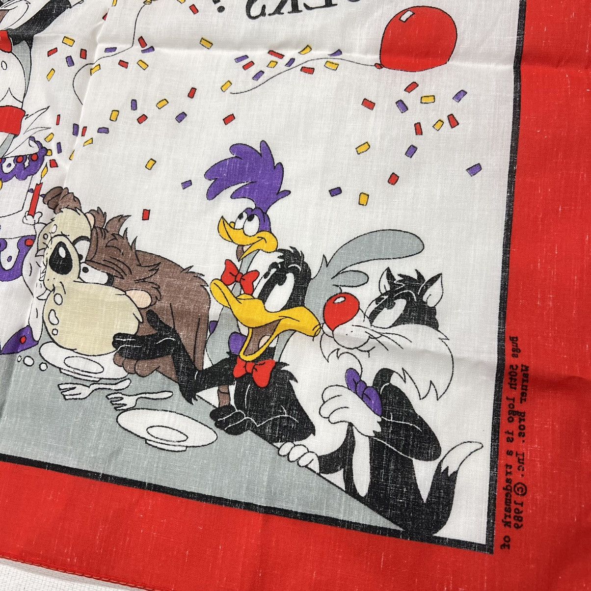 Vintage × Warner Bros VTG Looney Tunes Bandana Handkerchief Bugs Bunny 50th Size ONE SIZE - 9 Thumbnail