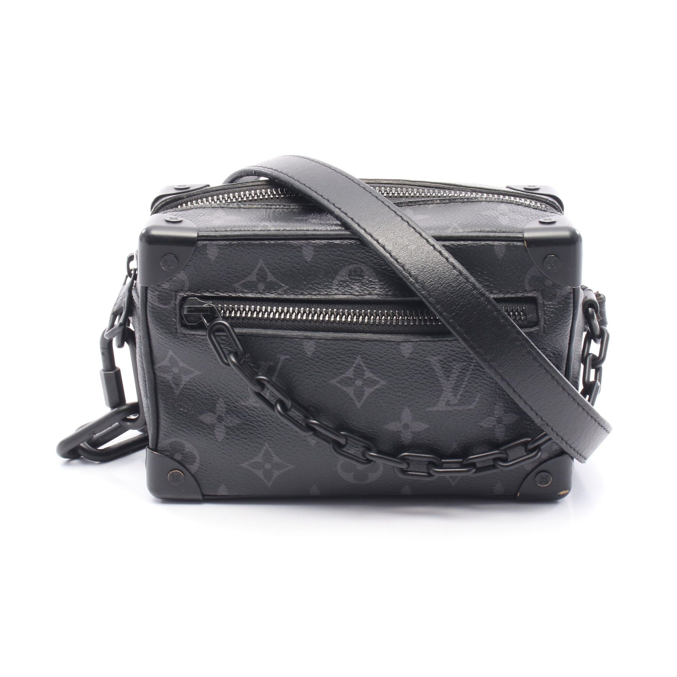 Louis Vuitton Mini Soft Trunk Monogram Eclipse Chain Shoulder Bag Leather Black