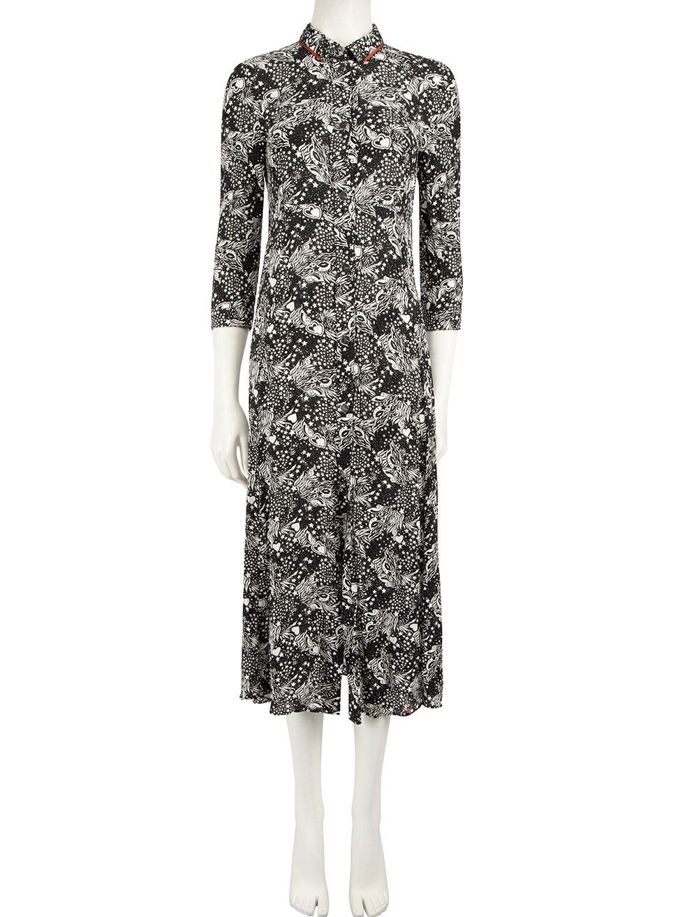 image of Pinko Black Heart Patterned Dress, Women's (Size Small)