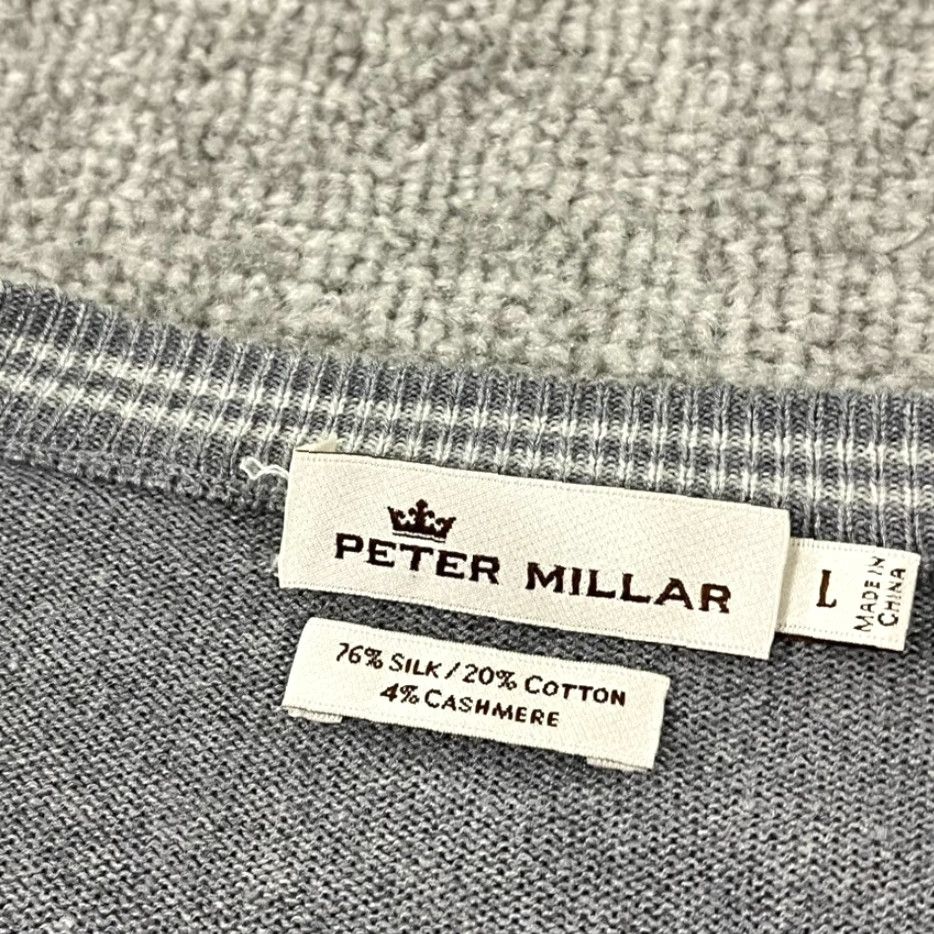 Peter Millar PETER MILLAR Sweater Mens Large Gray Silk Cotton Cashmere Lightweight Pullover V-Neck Size US L / EU 52-54 / 3 - 2 Thumbnail
