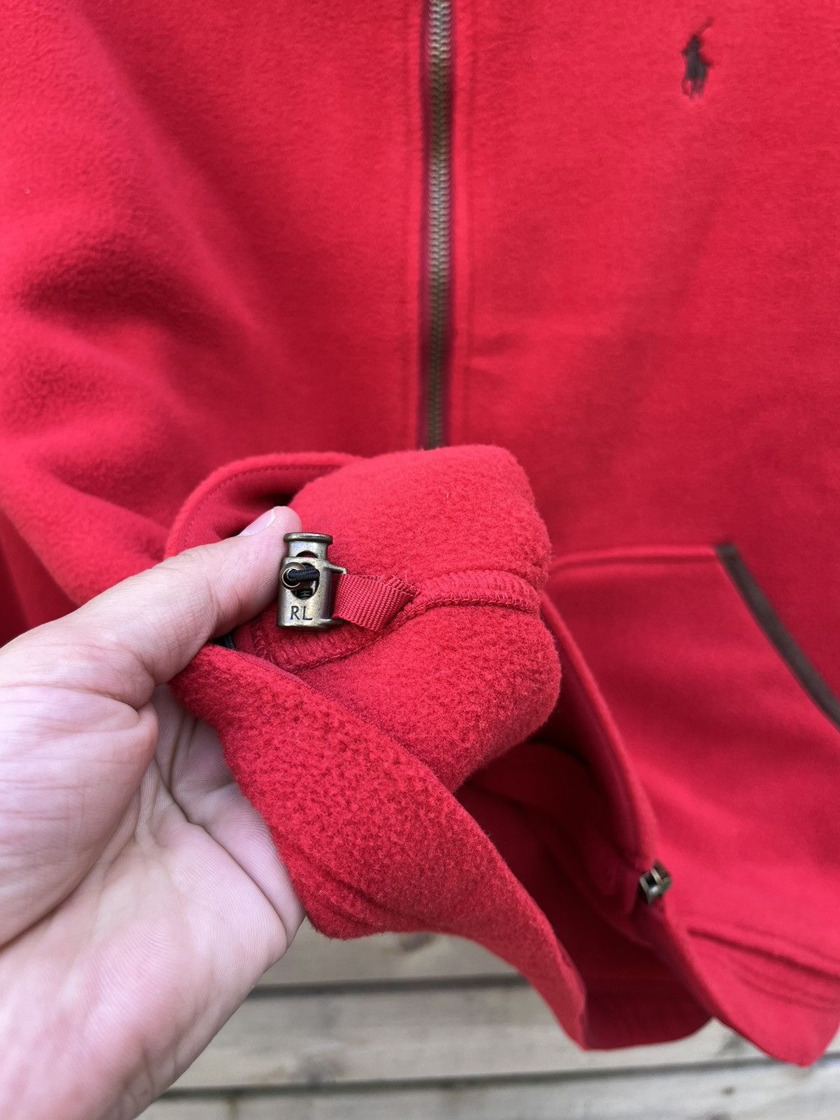 Polo Ralph Lauren × Ralph Lauren × Vintage Polo Ralph Lauren Fleece Jacket Full Zip Leather Trim Size US L / EU 52-54 / 3 - 10 Thumbnail