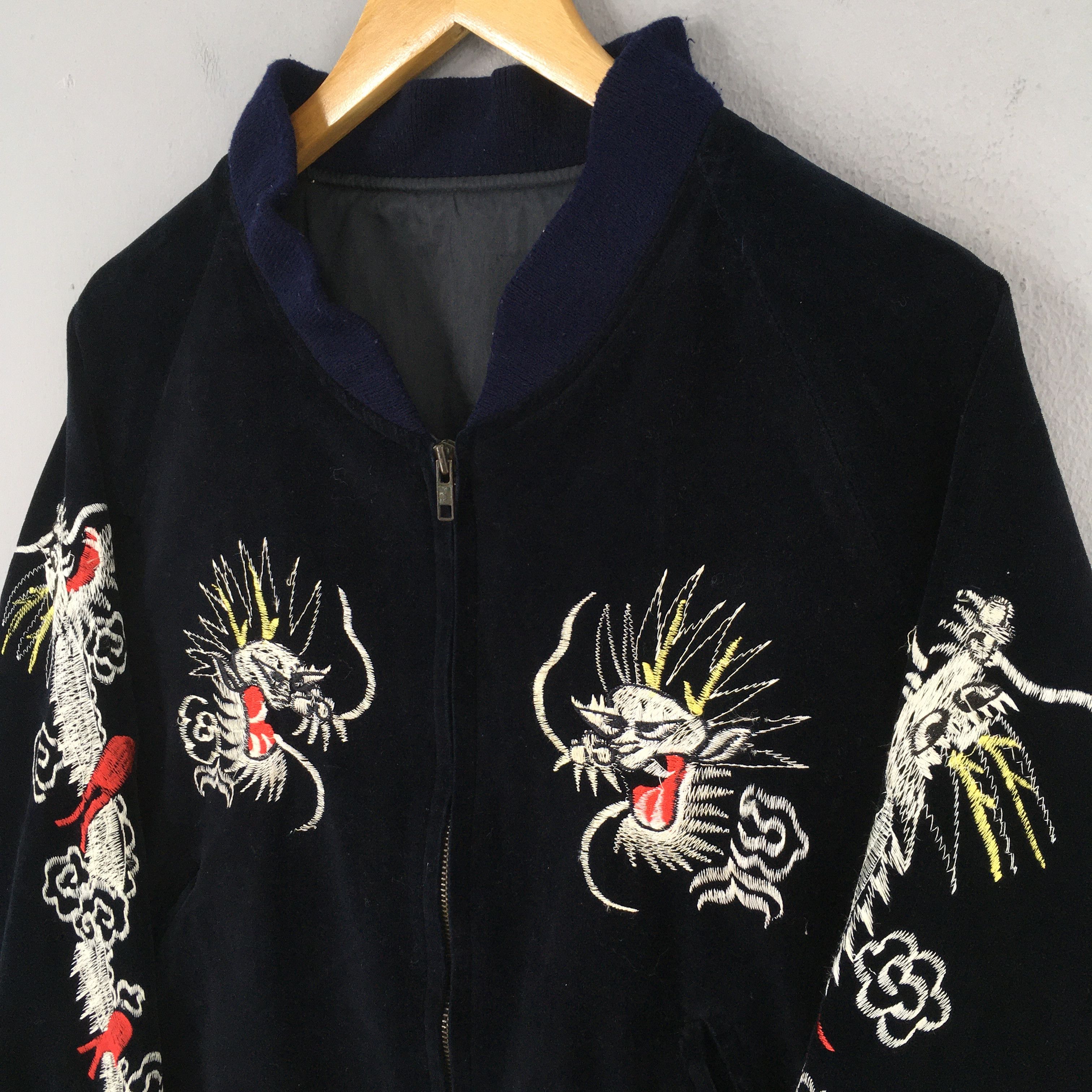 Toyo Enterprises Vintage Sukajan Dragon Velvet Black Bomber Jacket Large Size US L / EU 52-54 / 3 - 5 Thumbnail