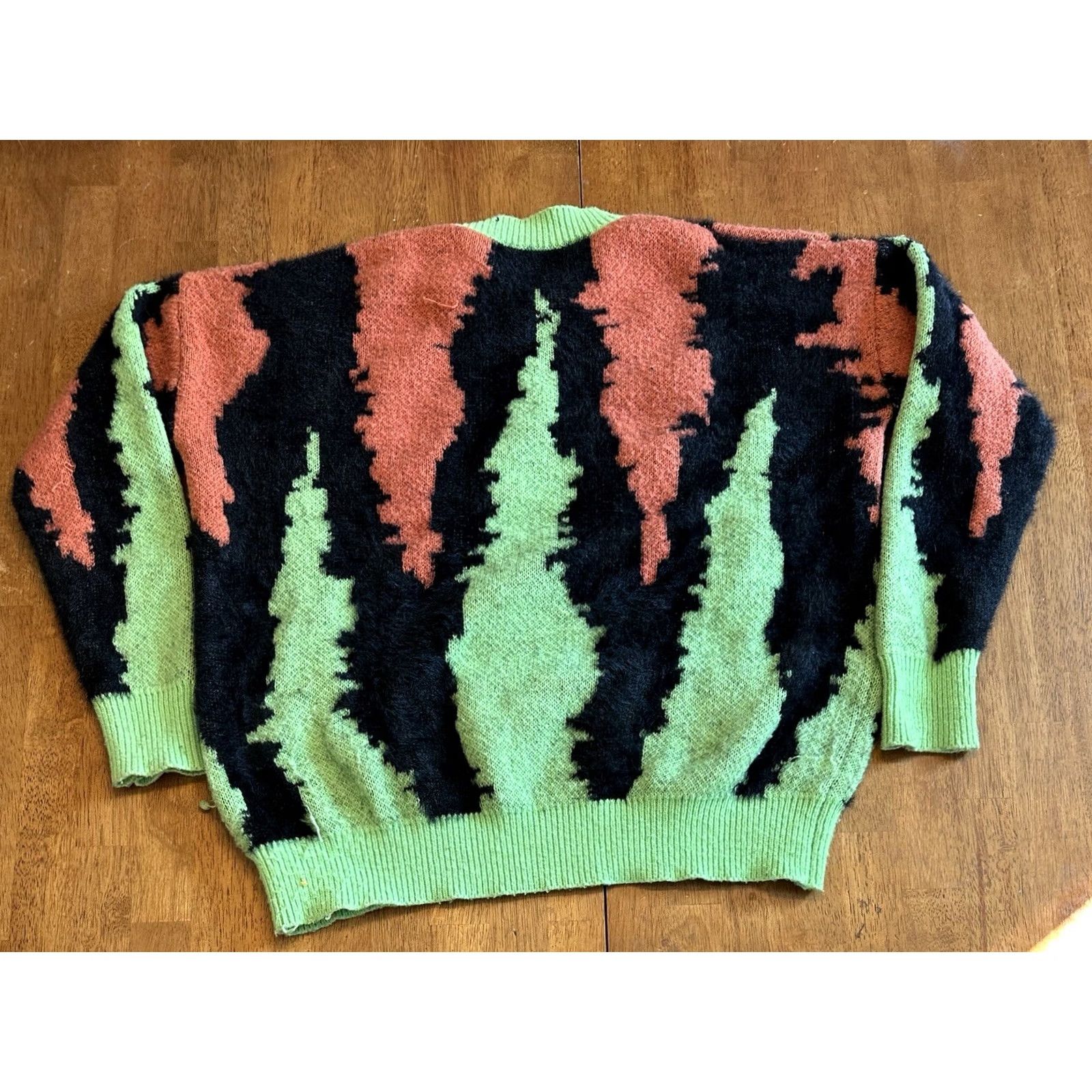 Vintage Aelfric Eden Knit Sweater Large Spooky Cat Case Zephyr Orange Green Unisex Adults Size L / US 10 / IT 46 - 5 Thumbnail