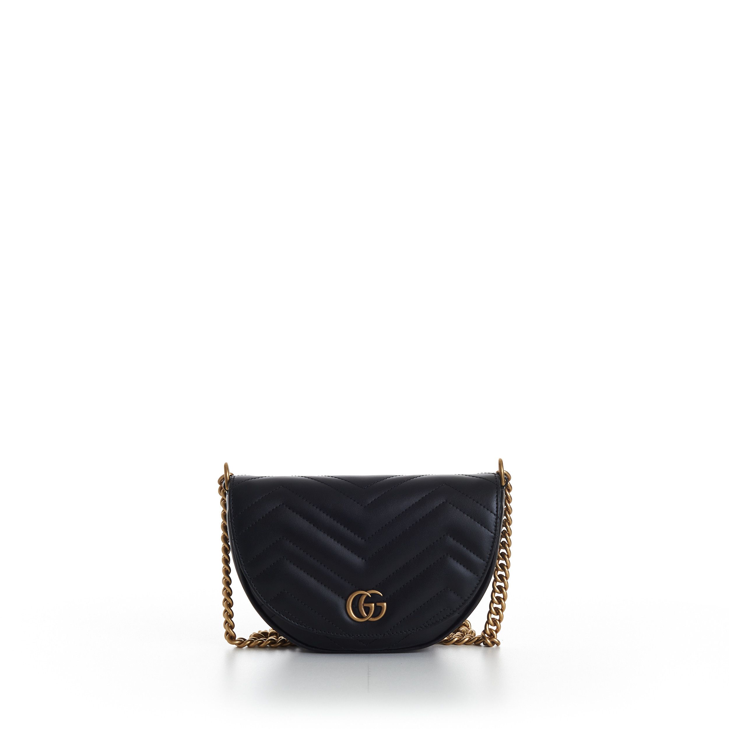 Gucci GG Marmont Matelassé Chain Mini Bag In Black Leather Size ONE SIZE - 1 Thumbnail
